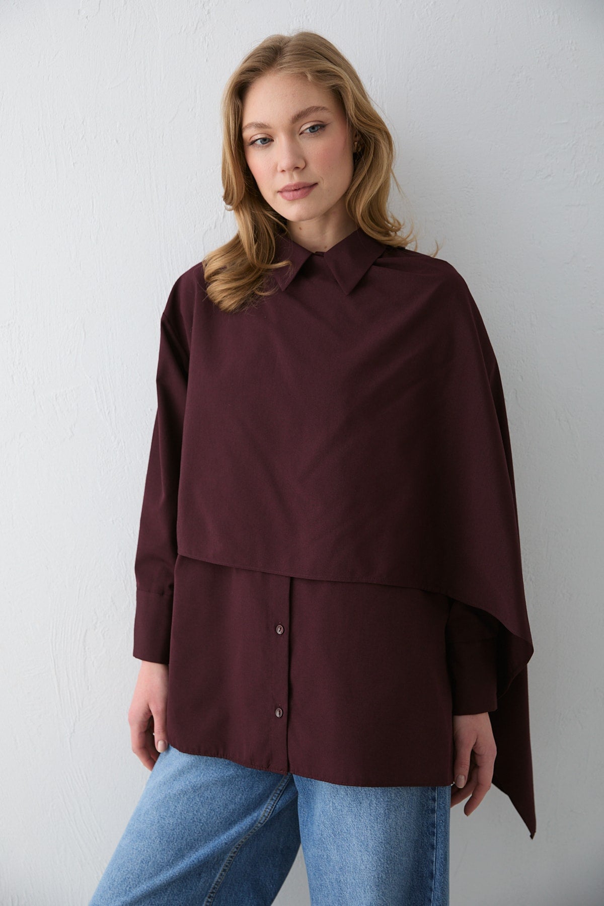 Şal Detaylı Poplin Gömlek 32-2757