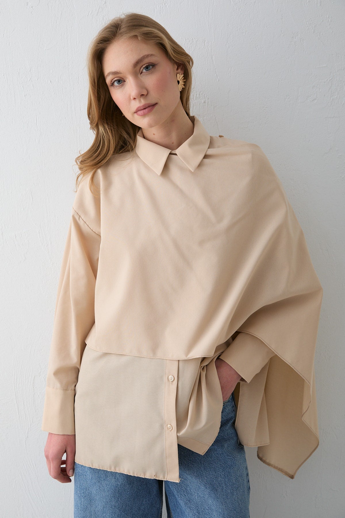 Şal Detaylı Poplin Gömlek 32-2757
