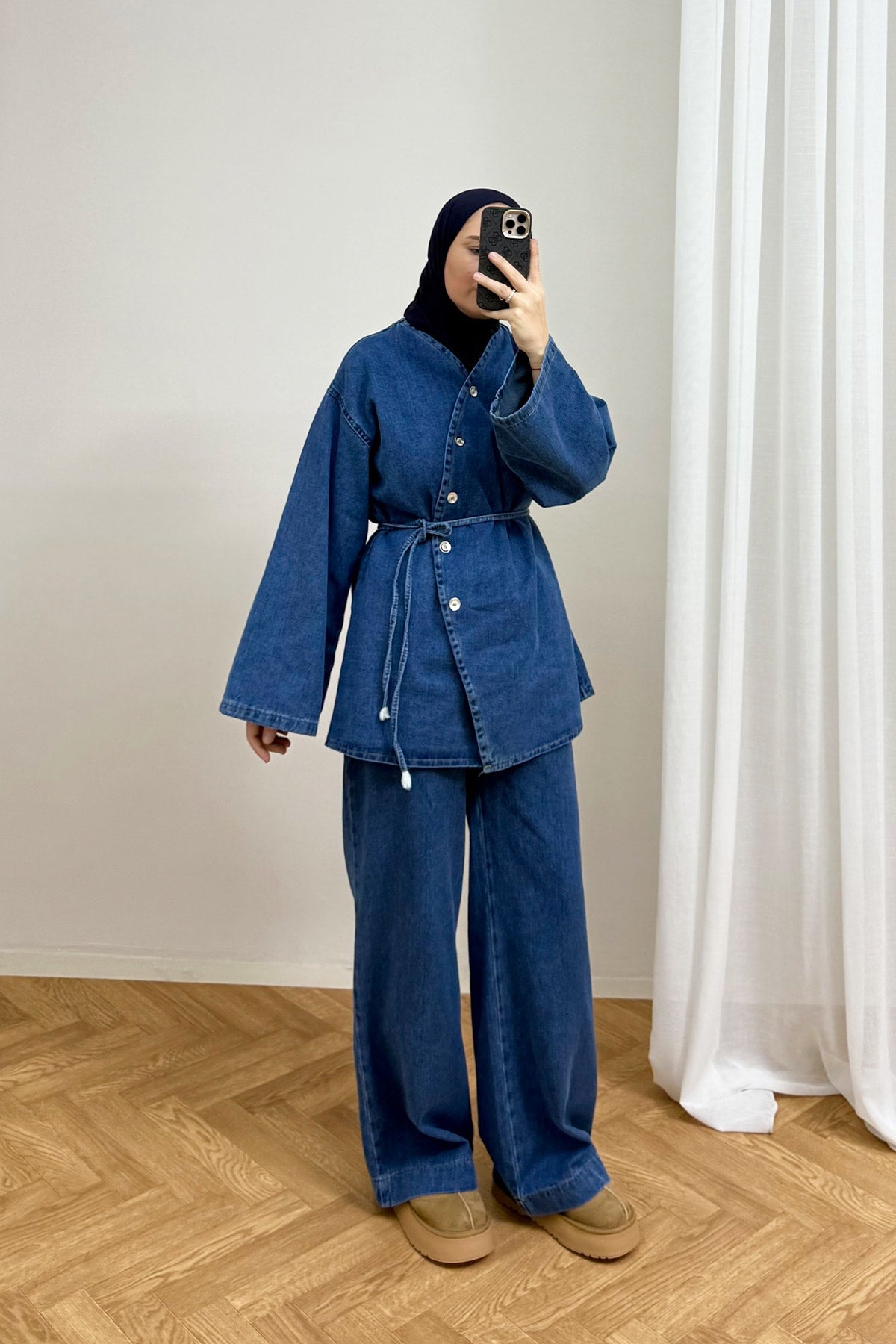 Düğmeli Denim Takım 4-62809