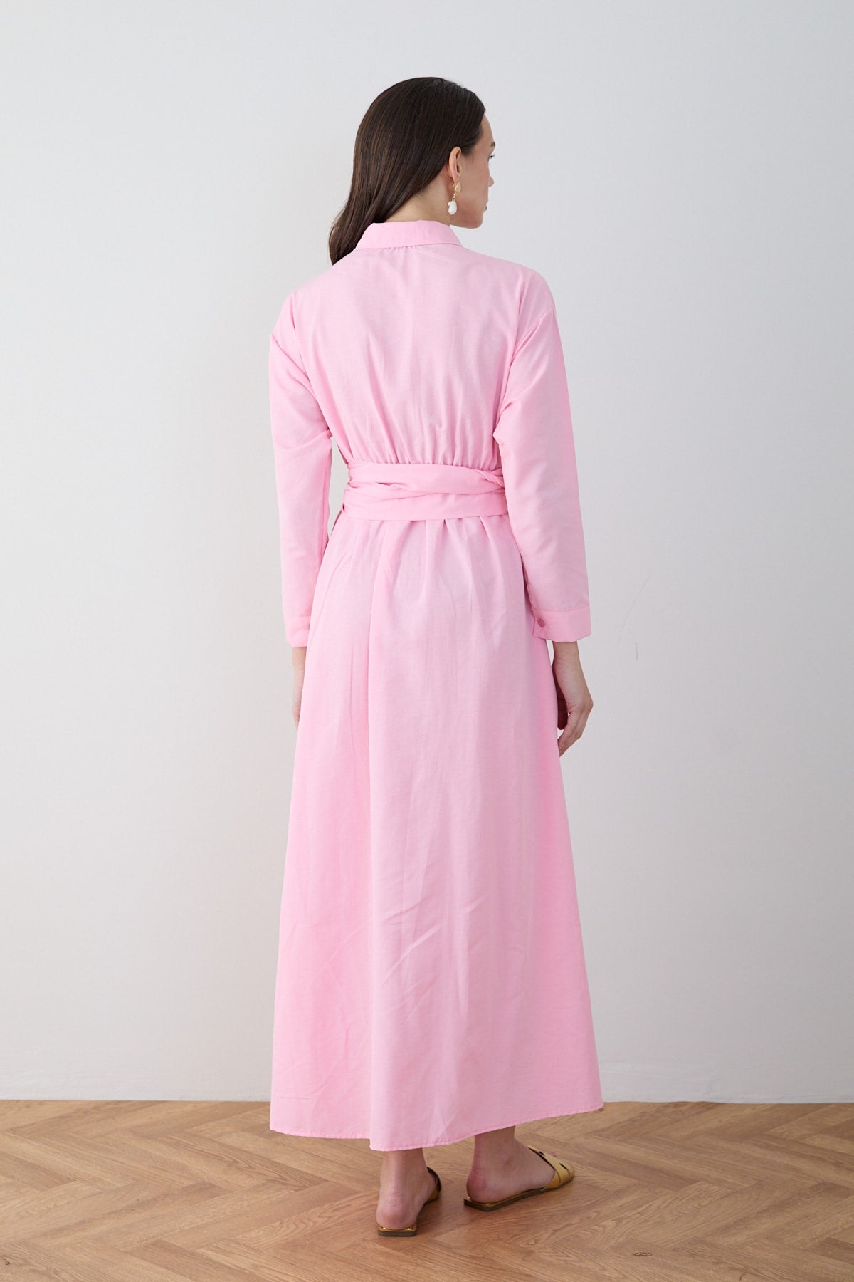 Kuşaklı Poplin Elbise 68-6302