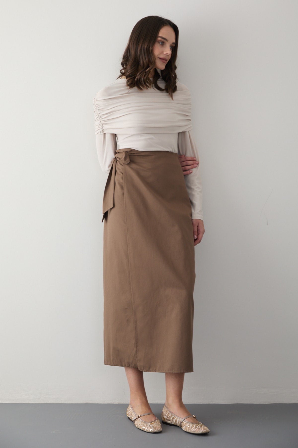 Poplin Bağlamalı Etek 32-2874