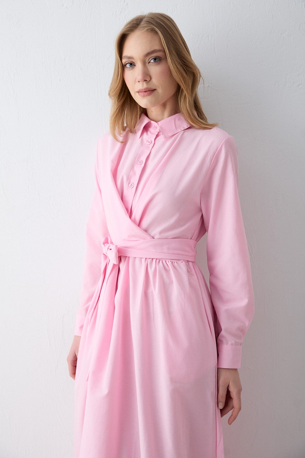 Bağlamalı Poplin Elbise 68-6163-1