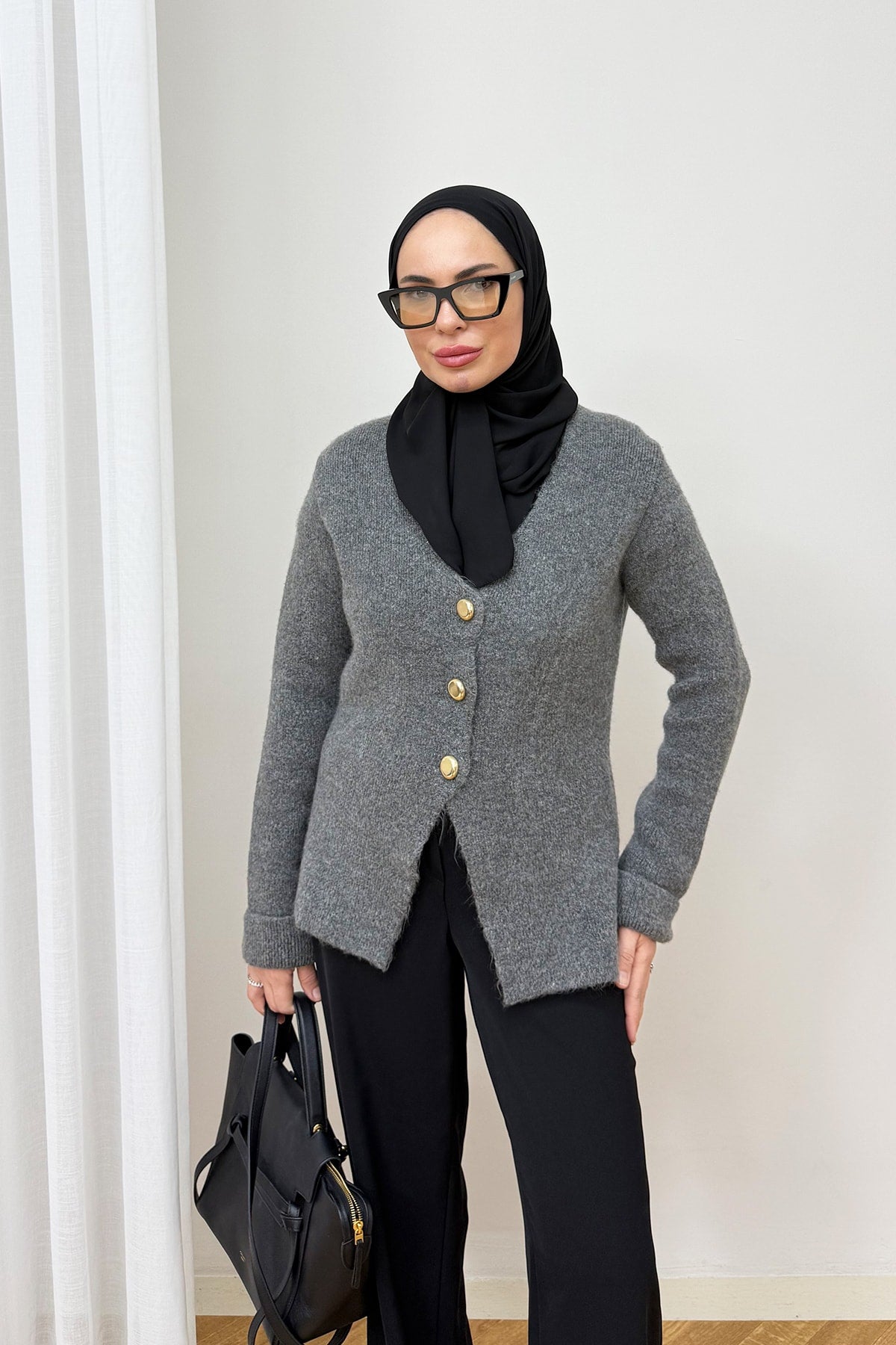 Düğmeli Triko Hırka 94-5029