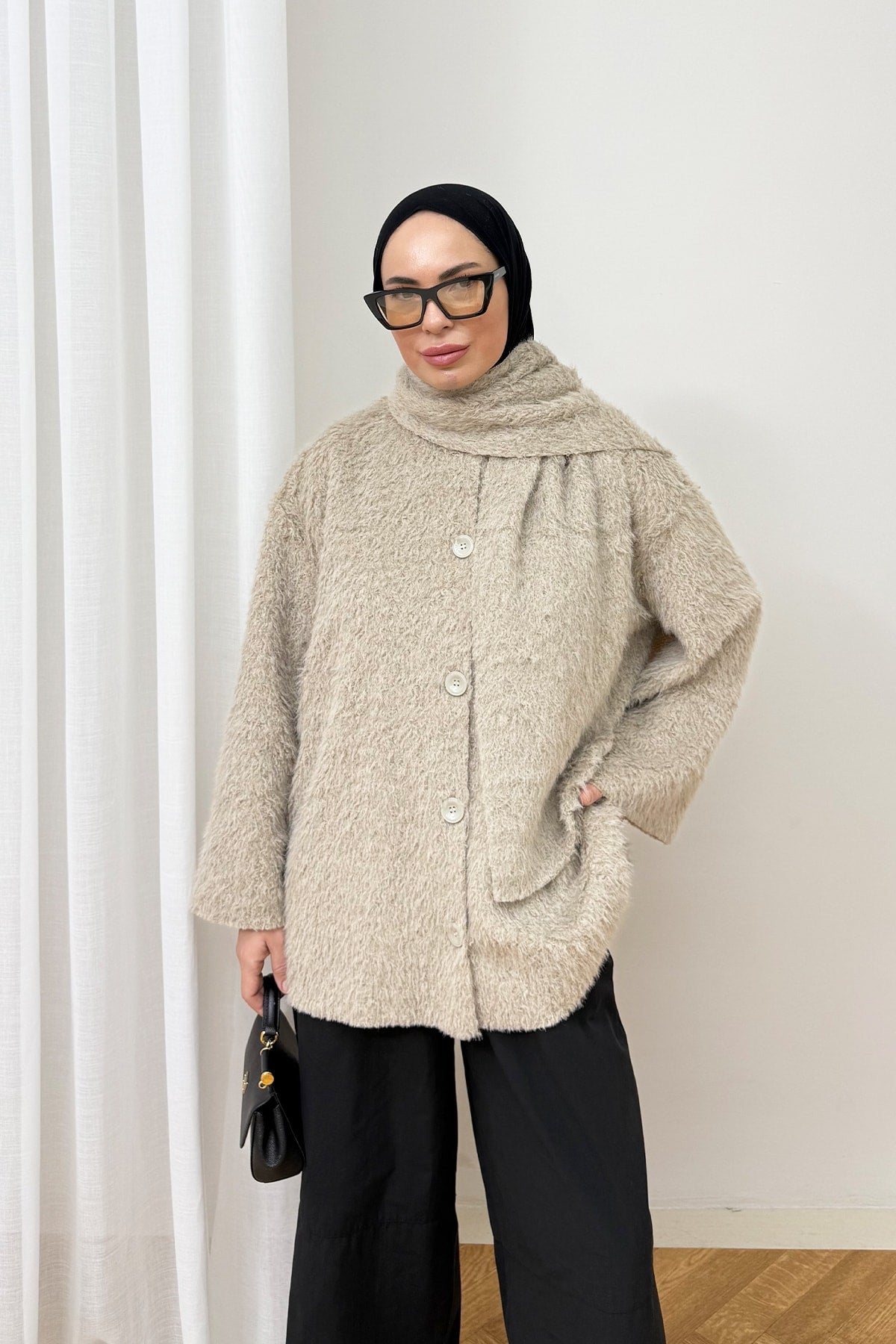 Şallı Düğmeli Hırka 4-62609
