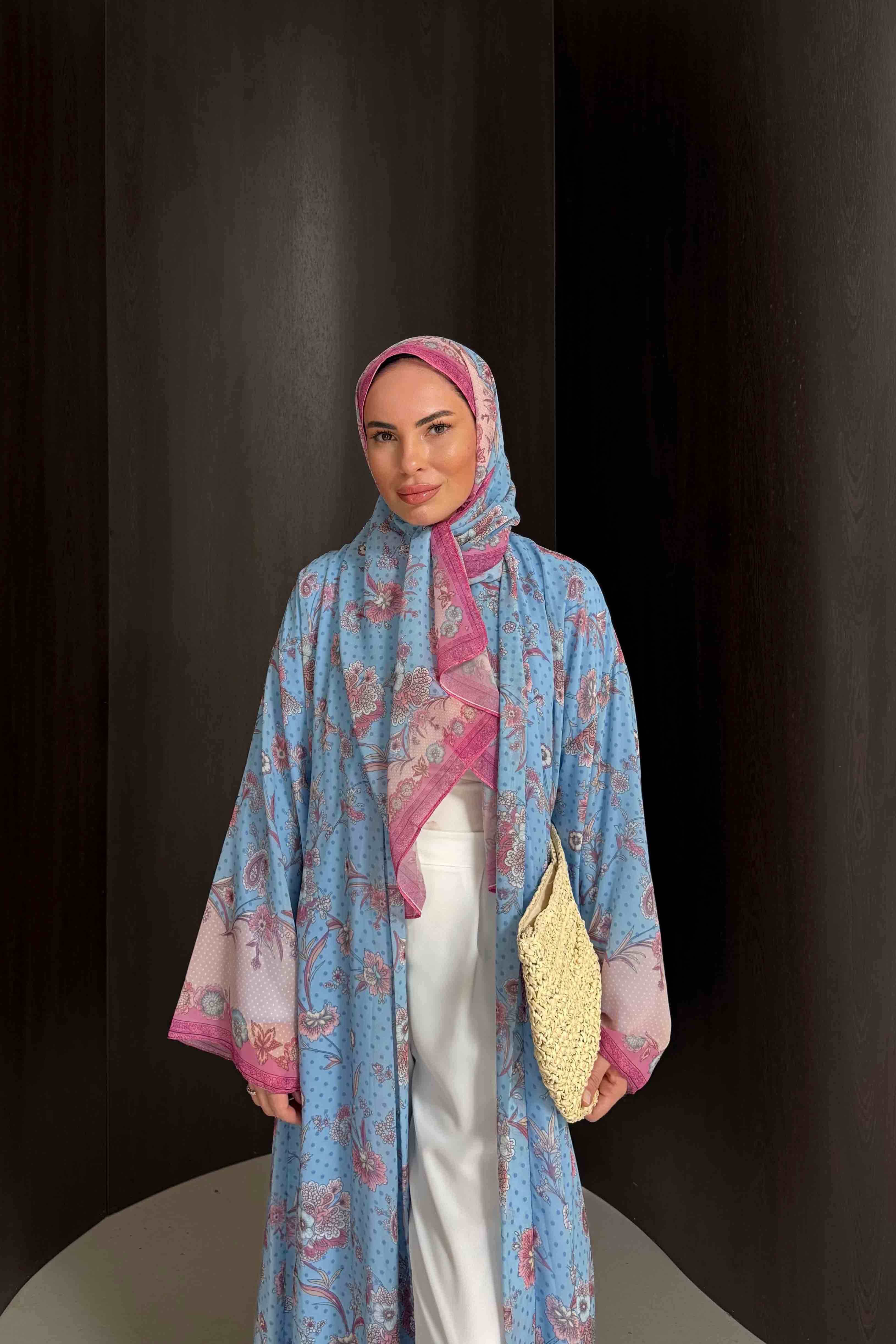Desenli Şallı Abaya 32-2908