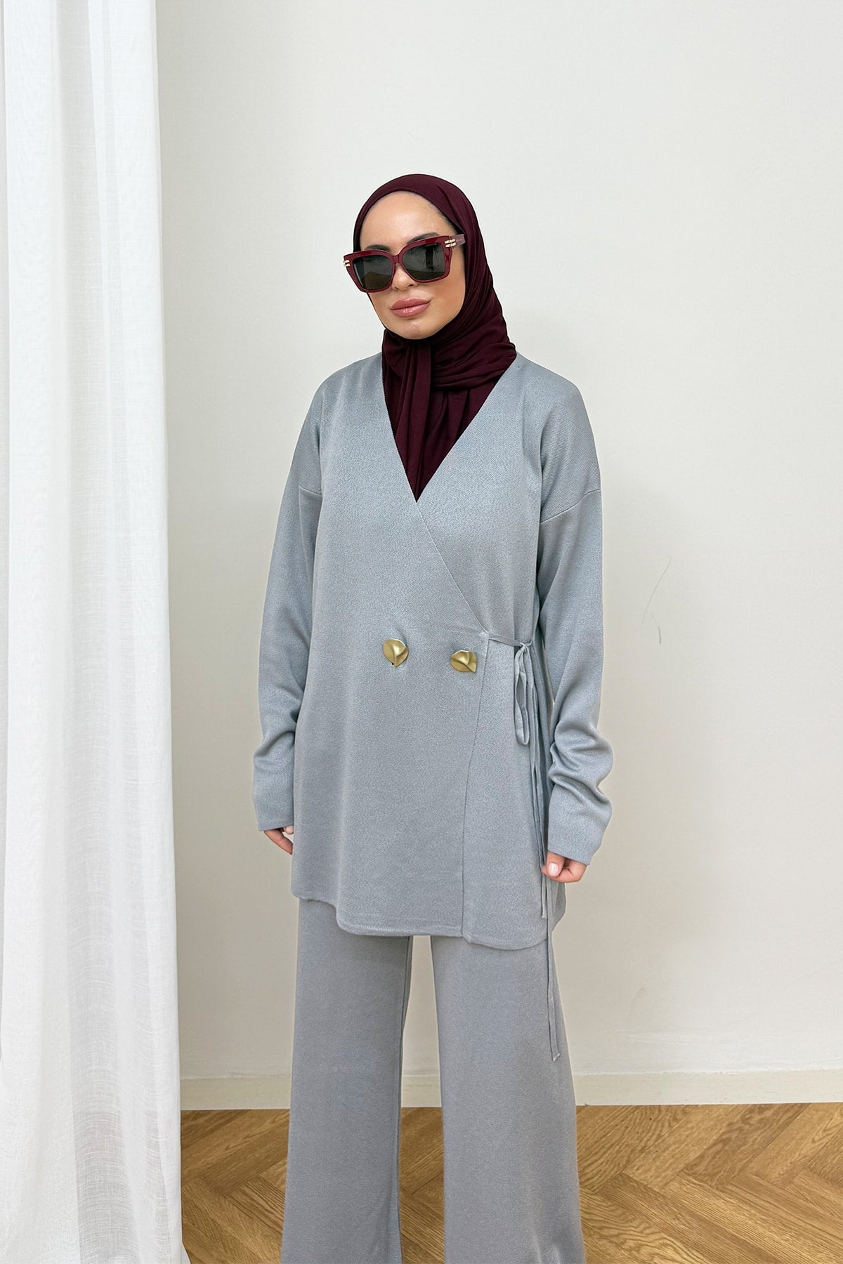 Düğmeli Triko Takım 87-25310