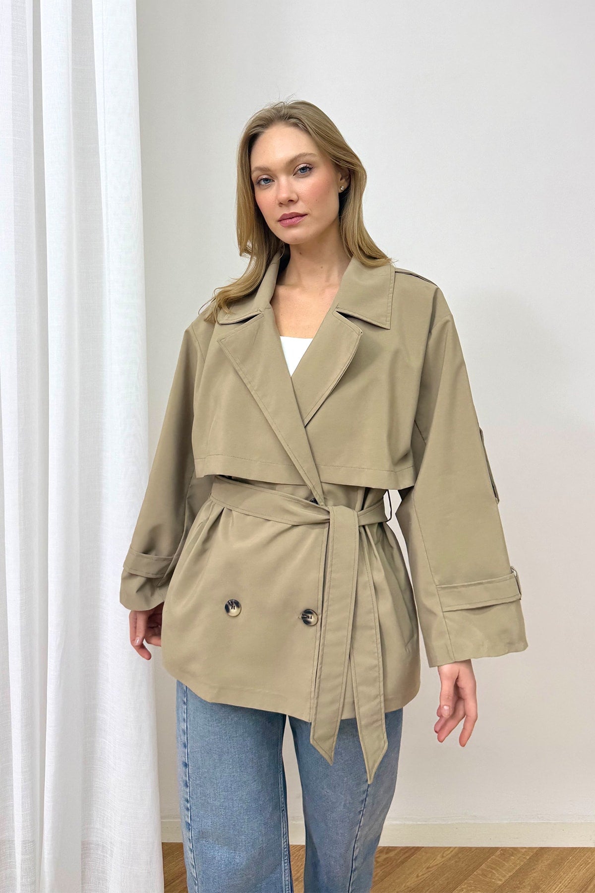 Oversize Kısa Trench 90-3010