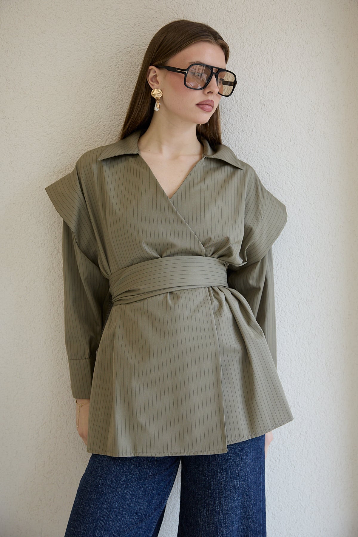 Çizgili Poplin Gömlek 32-2761
