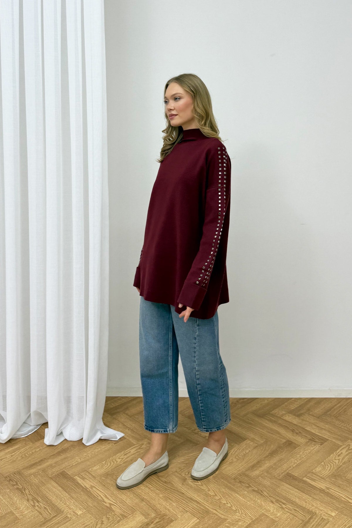 Aksesuarlı Triko Tunik 87-26150
