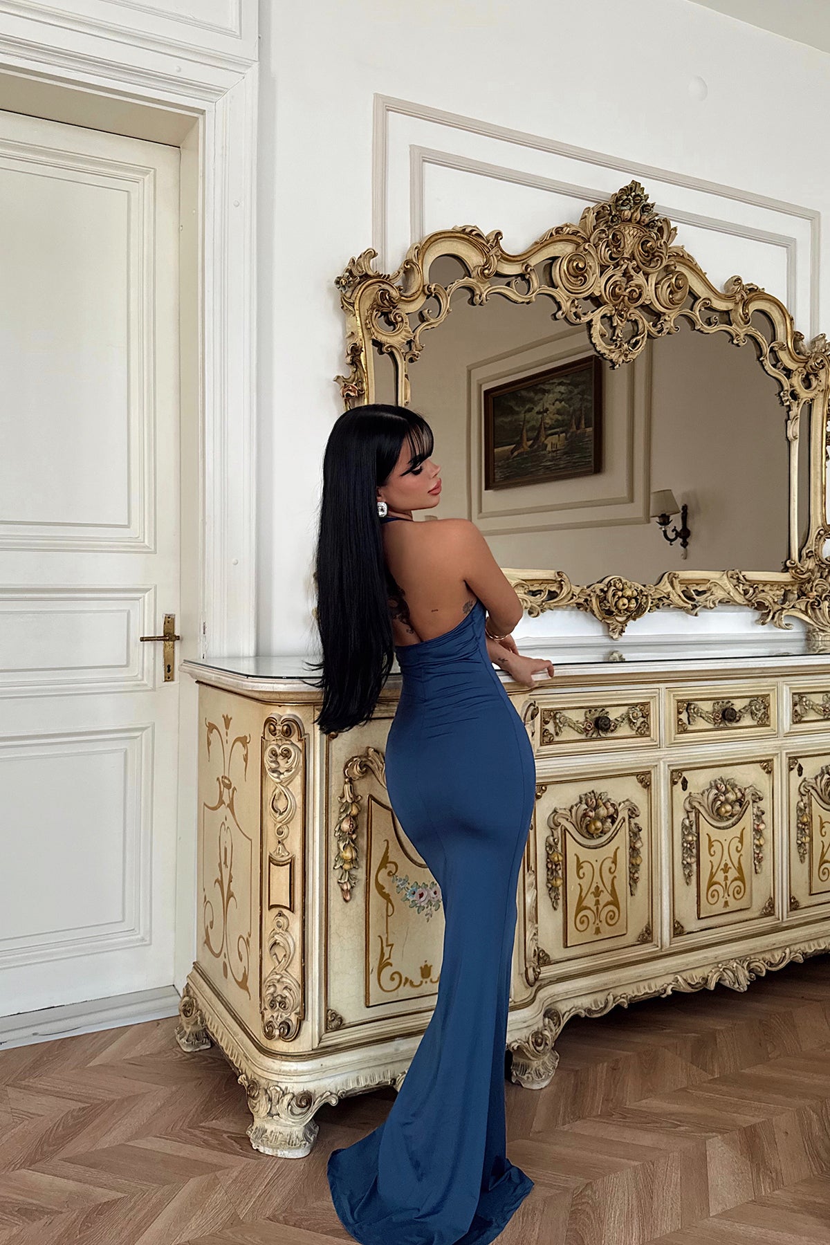 İndigo Thelma Uzun Elbise ATE-2243