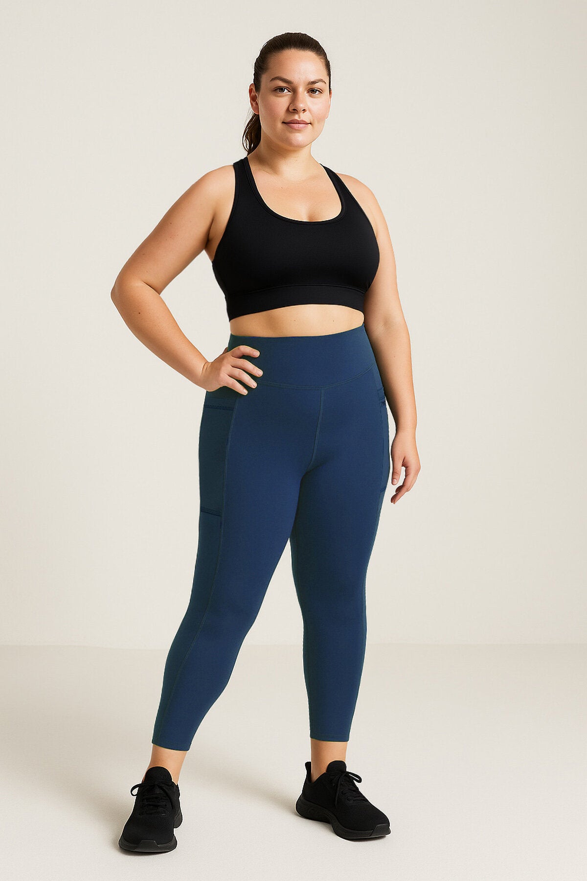 İndigo Esnek Standart Fit Performans Battal Büyük Beden Kadın Tayt - 94652