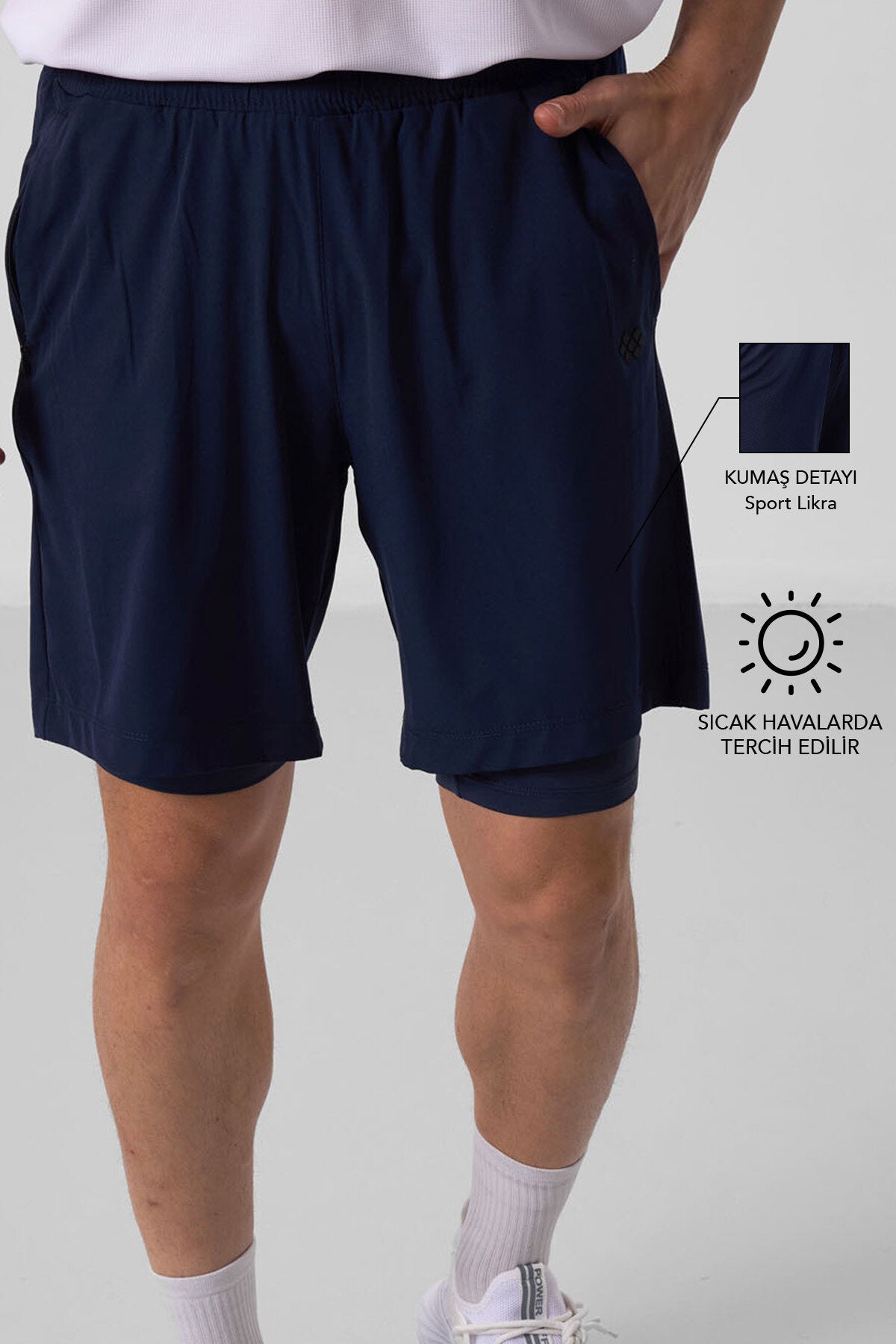 İndigo İnce Yumuşak Standart Fit Erkek Taytlı Şort - 81287
