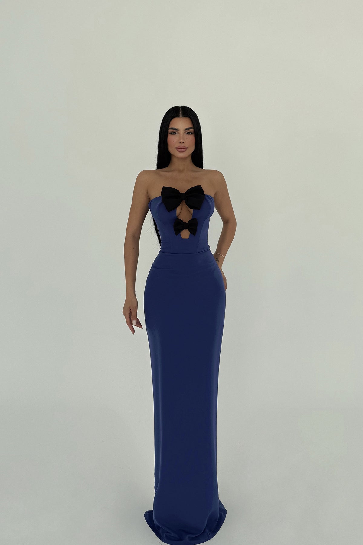 İndigo Arco Fiyonk Detaylı Elbise ATE-2260