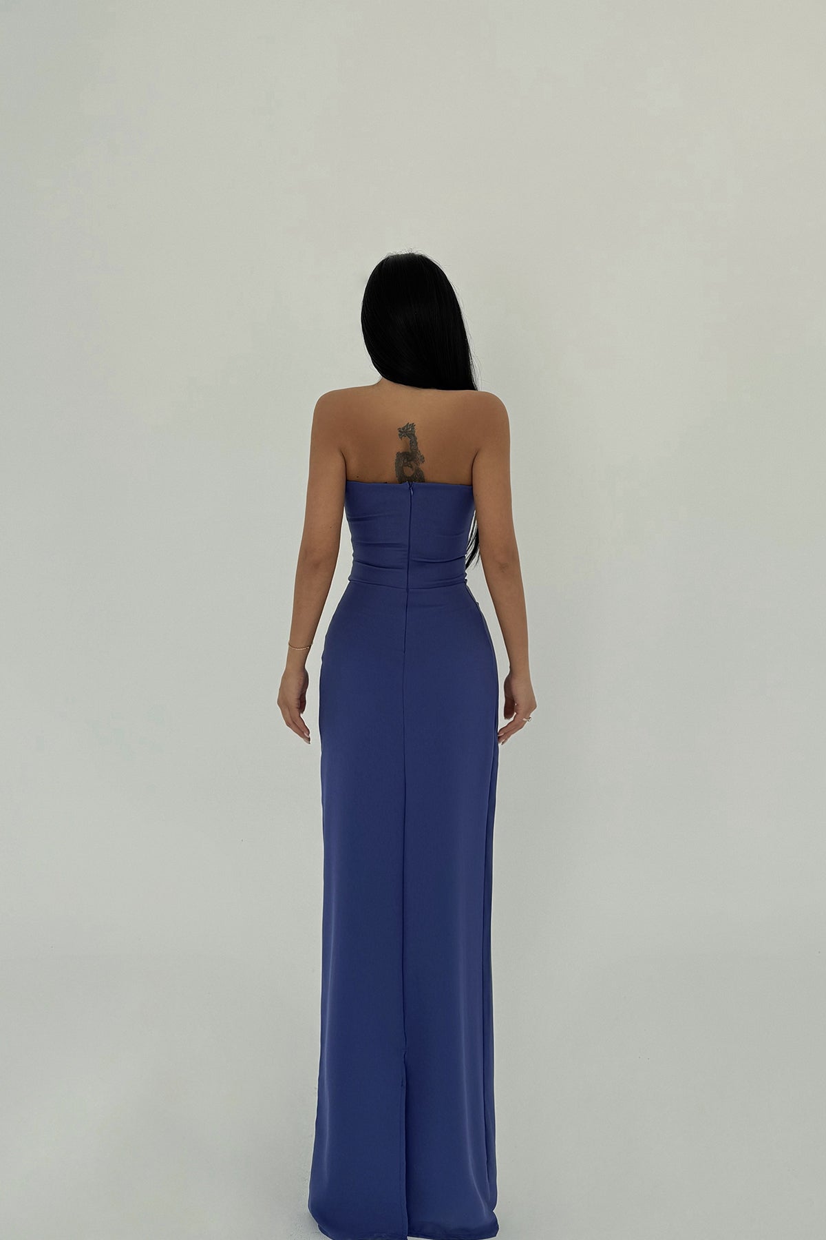 İndigo Arco Fiyonk Detaylı Elbise ATE-2260