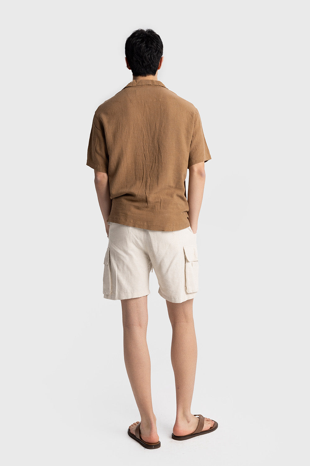 İŞLEME DETAYLI KISA KOLLU GÖMLEK - KAHVERENGİ L