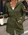 Women's Long Sleeve Hooded Pocket Detail Three-Thread Seasonal Coat