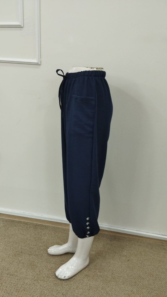 Kadın Beli Lastikli Bağcıklı Düğme Detaylı Pantolon