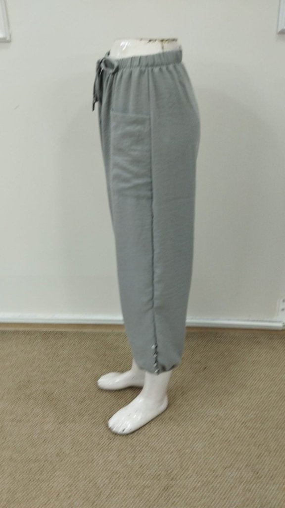 Kadın Beli Lastikli Bağcıklı Düğme Detaylı Pantolon