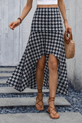 Women's High-Waisted Floral Pattern Asymmetrical Front Detail Long Supreme Skirt