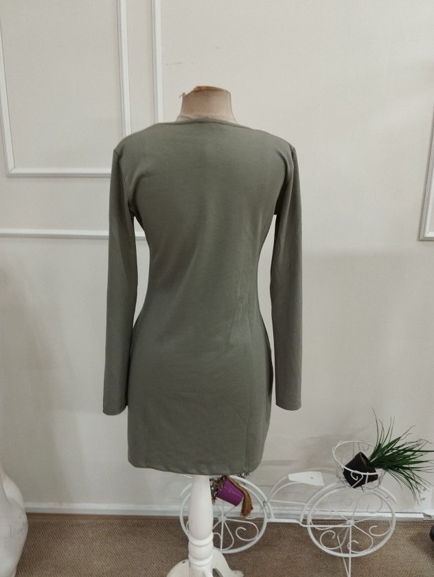 Kadın Uzun Kollu Bisiklet Yakalı Kısa Modal Elbise