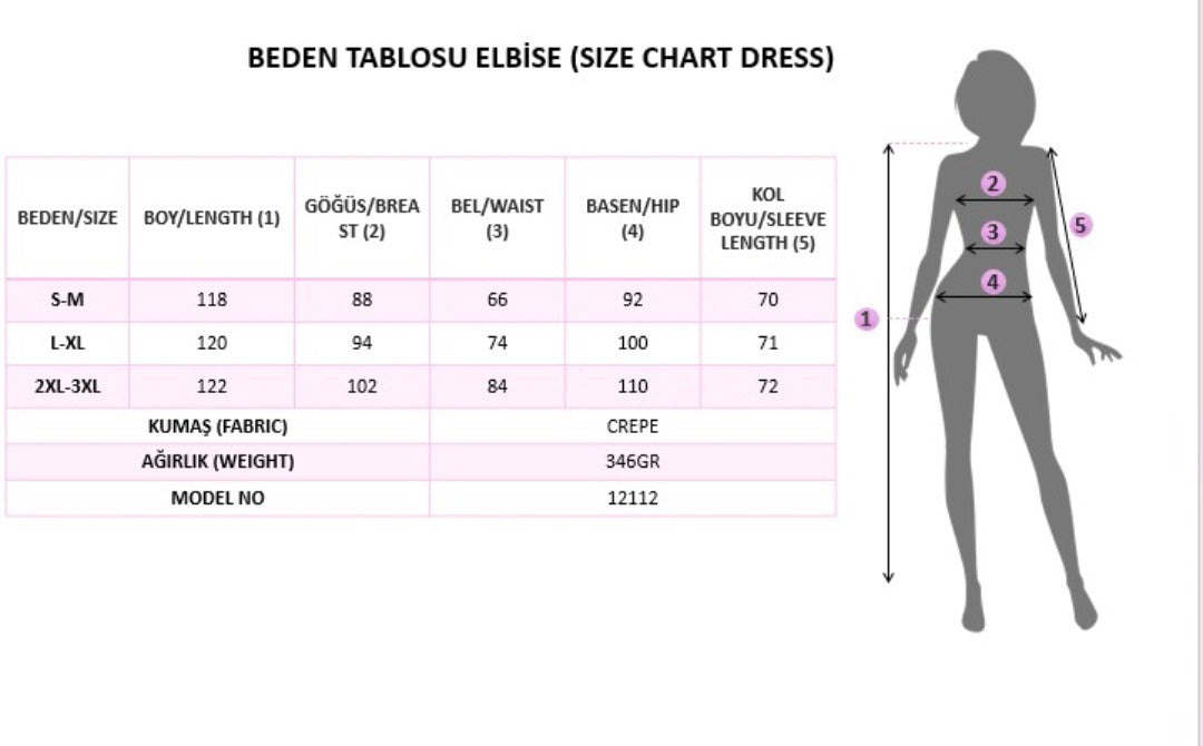 Kadın Uzun Kollu Kolları Desenli Yandan Yırtmaçlı Ve Belden Kuşaklı Midi Janjan Krep Elbise