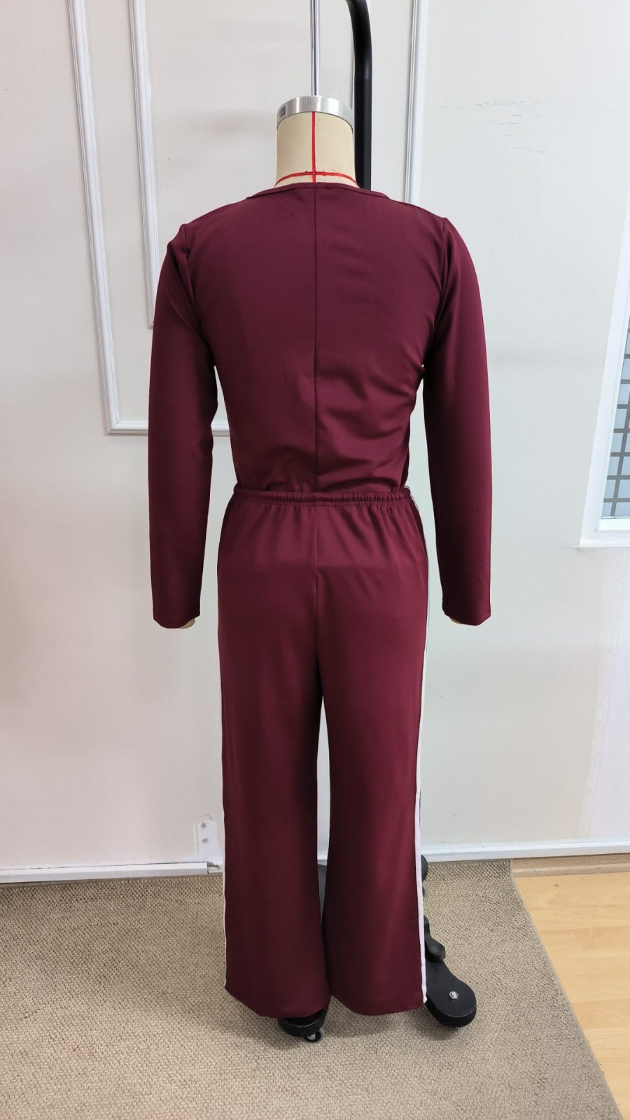 Kadın Uzun Kollu Bisiklet Yakalı Yan şerit Detaylı Dalgıç Bluz Ve Pantolon Ikili Takım