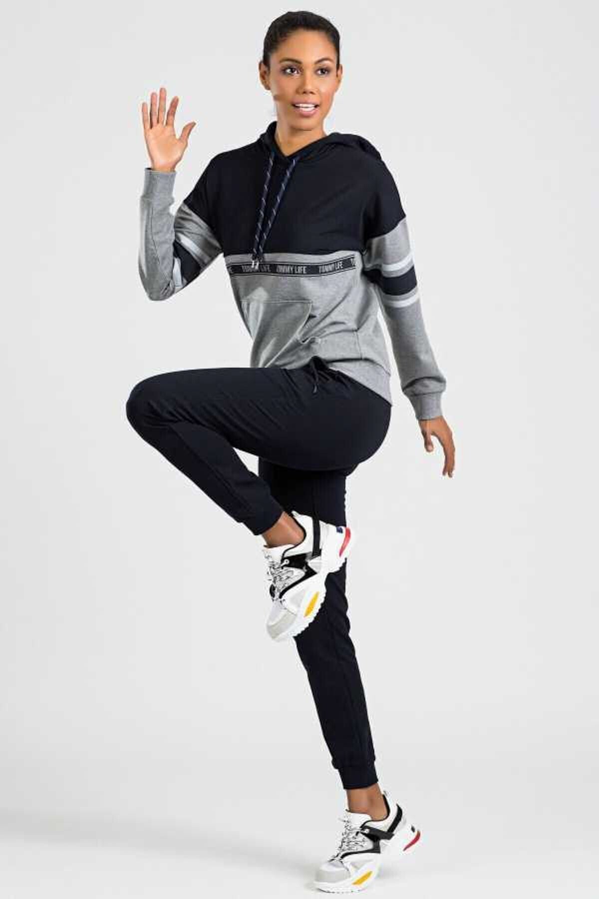 Gb melanj/lacivert - BAYAN EŞOFMAN TAKIM S-SHIRT/JOGGER - Gb melanj/lacivert
