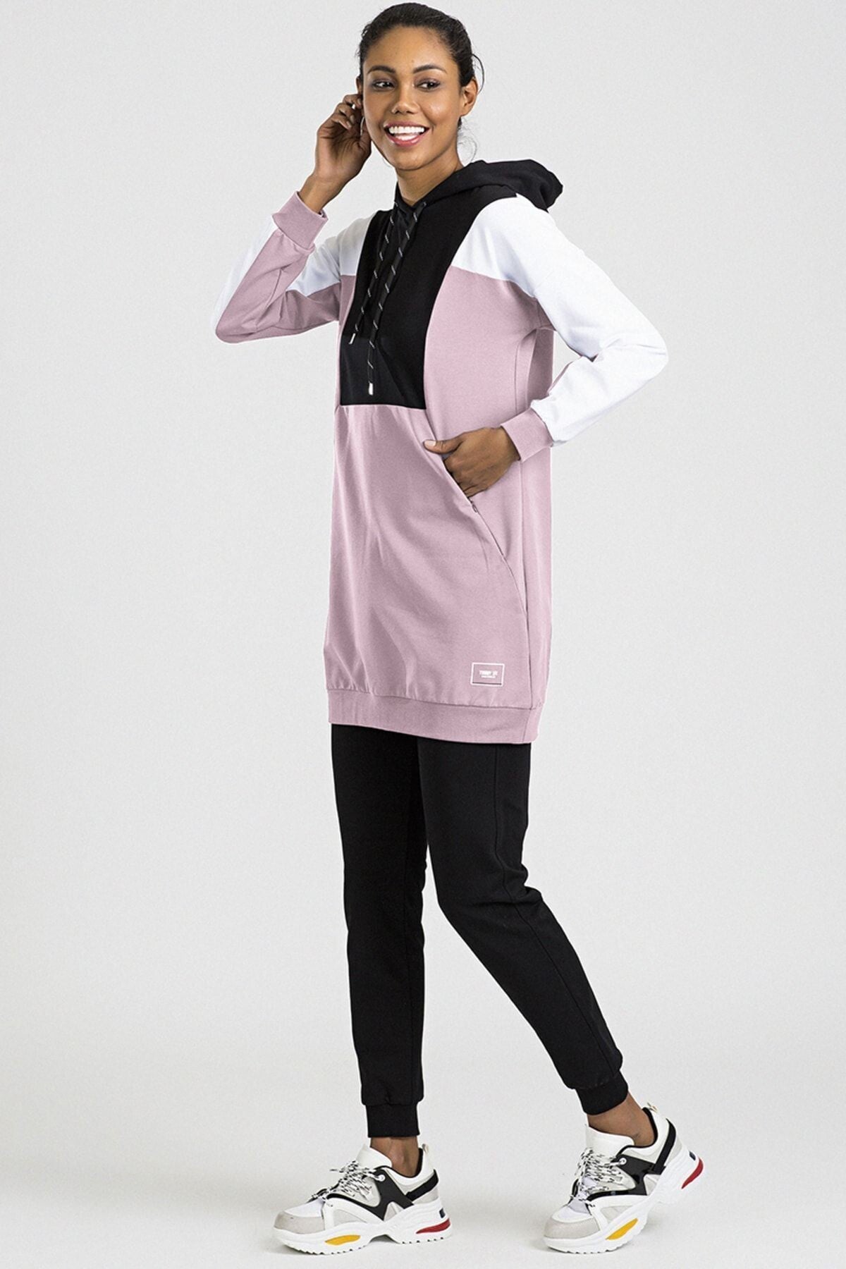 Gül kurusu / siyah - BAYAN EŞOFMAN TAKIM SWEAT/JOGGER - Gül kurusu / siyah