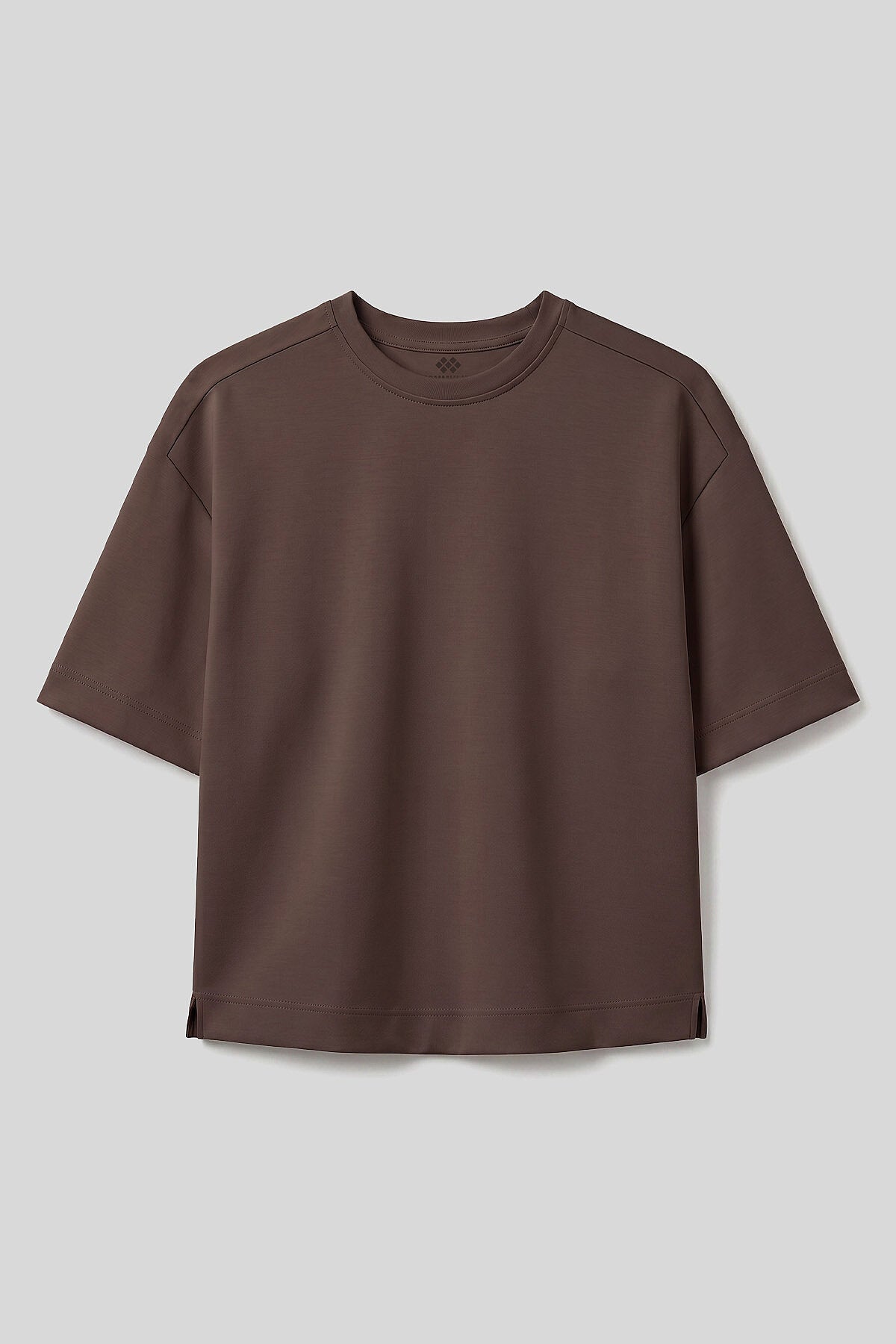 Kahverengi O Yaka Oversize Kısa Kollu Kadın T-Shirt - 97316