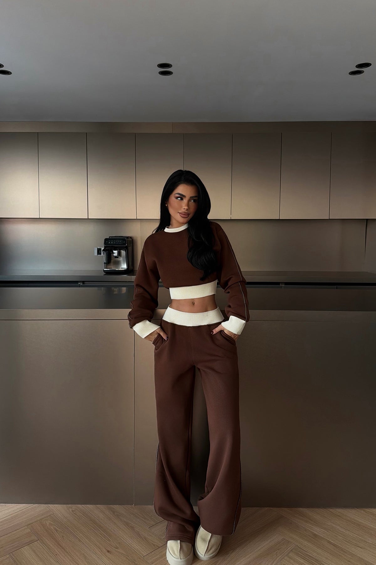 Kahverengi Quill Eşofman Takımı ATE-4081