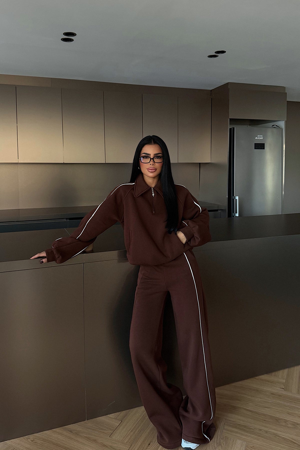 Kahverengi Selita Eşofman Takım ATE-3830