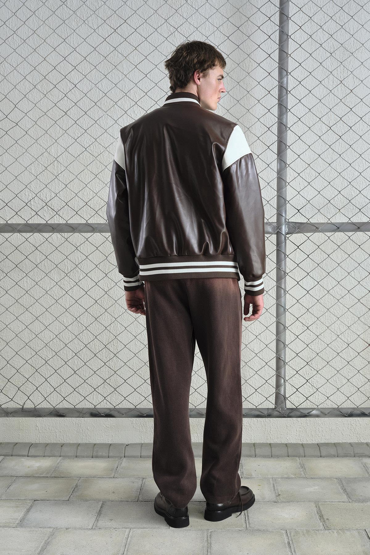 KAHVERENGİ DERİ KOLEJ CEKET