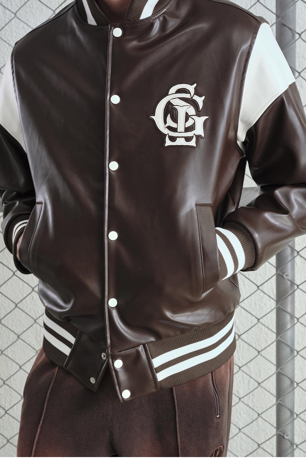 KAHVERENGİ DERİ KOLEJ CEKET