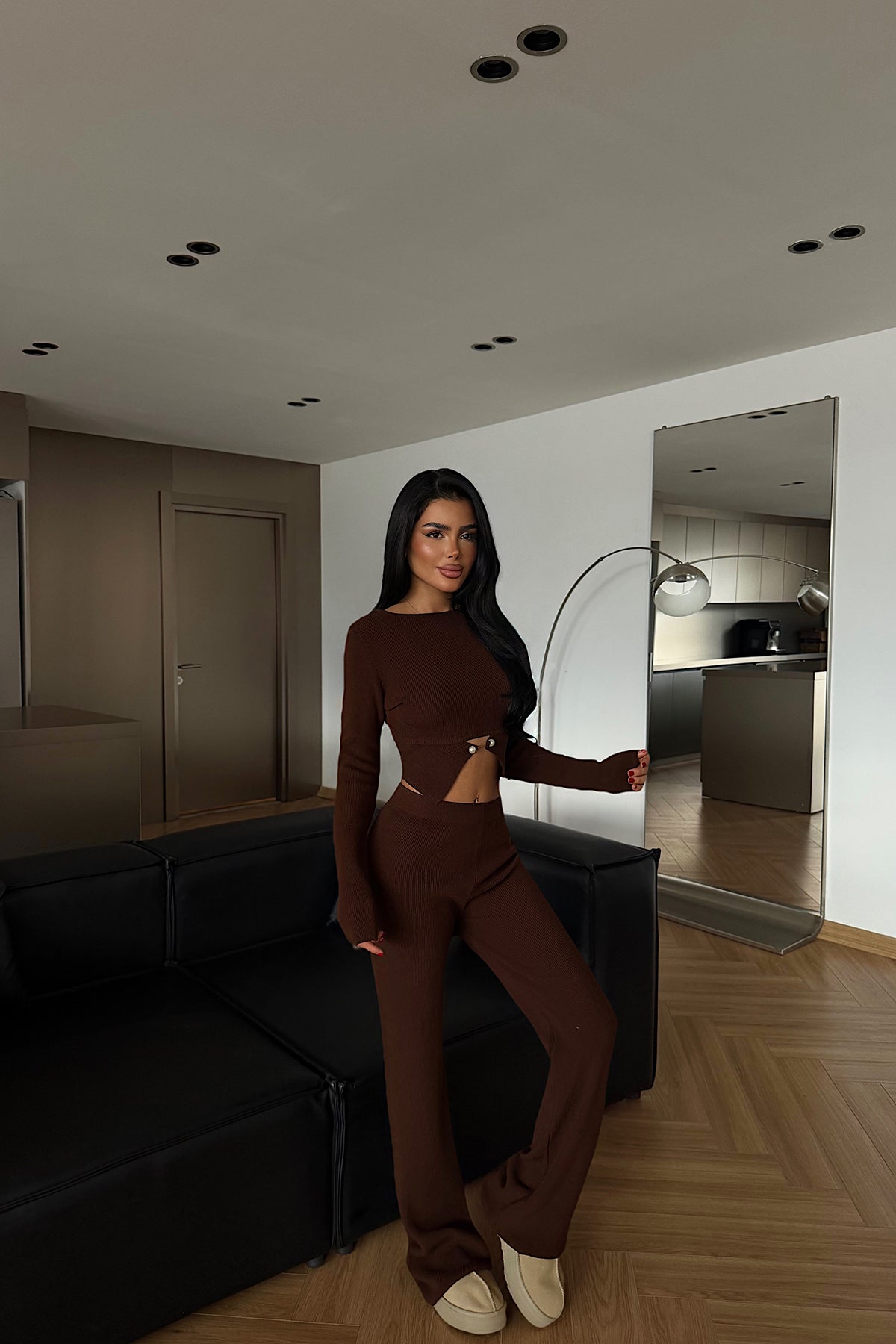 Kahverengi Octavia Triko Takım ATE-4439