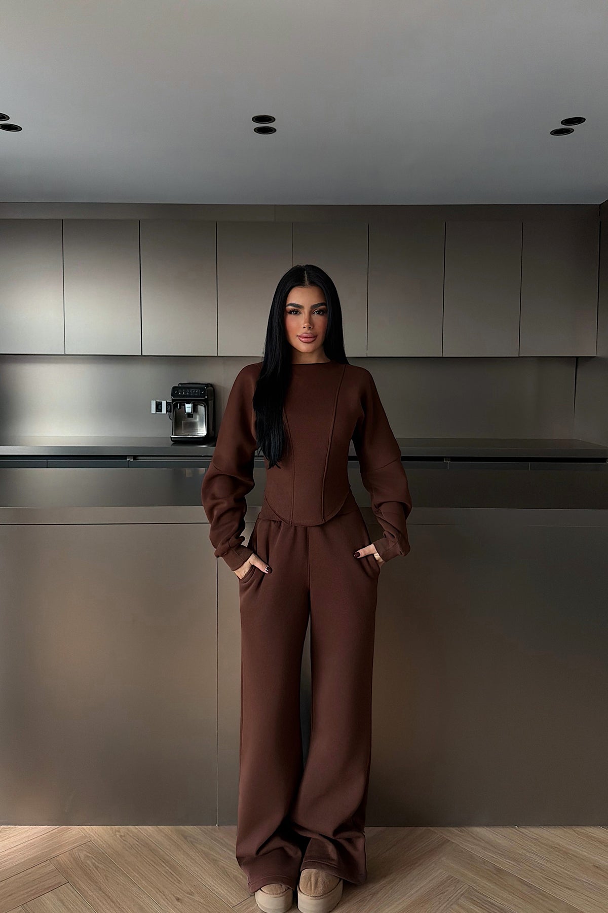 Kahverengi Oska Eşofman Takımı ATE-4106