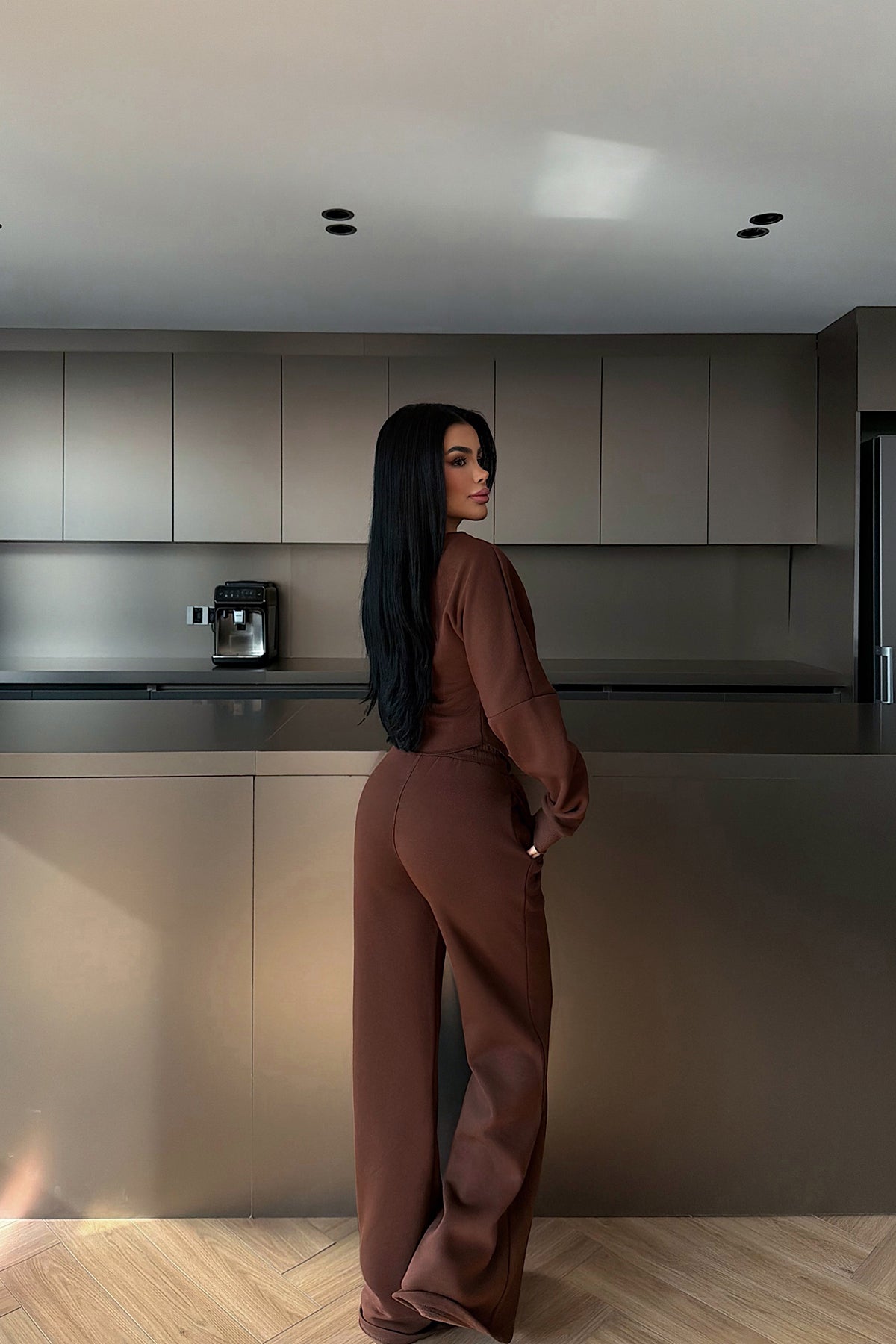 Kahverengi Oska Eşofman Takımı ATE-4106