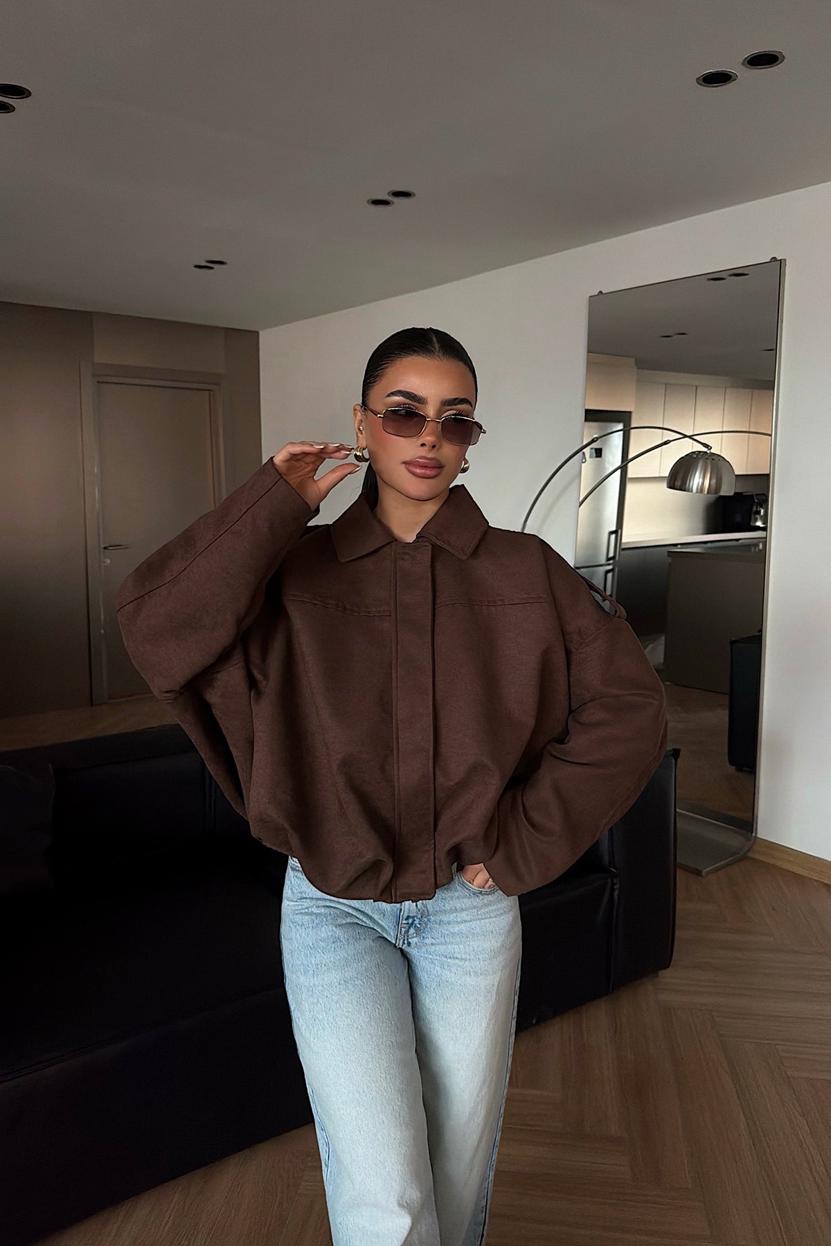 Kahverengi Gömlek Yaka Ceket ATE-4747