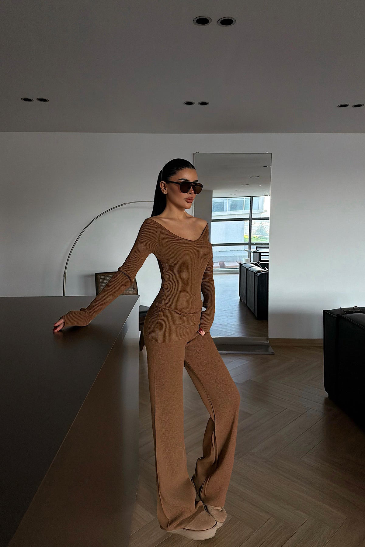 Kahverengi Bowie Triko Takım ATE-4272