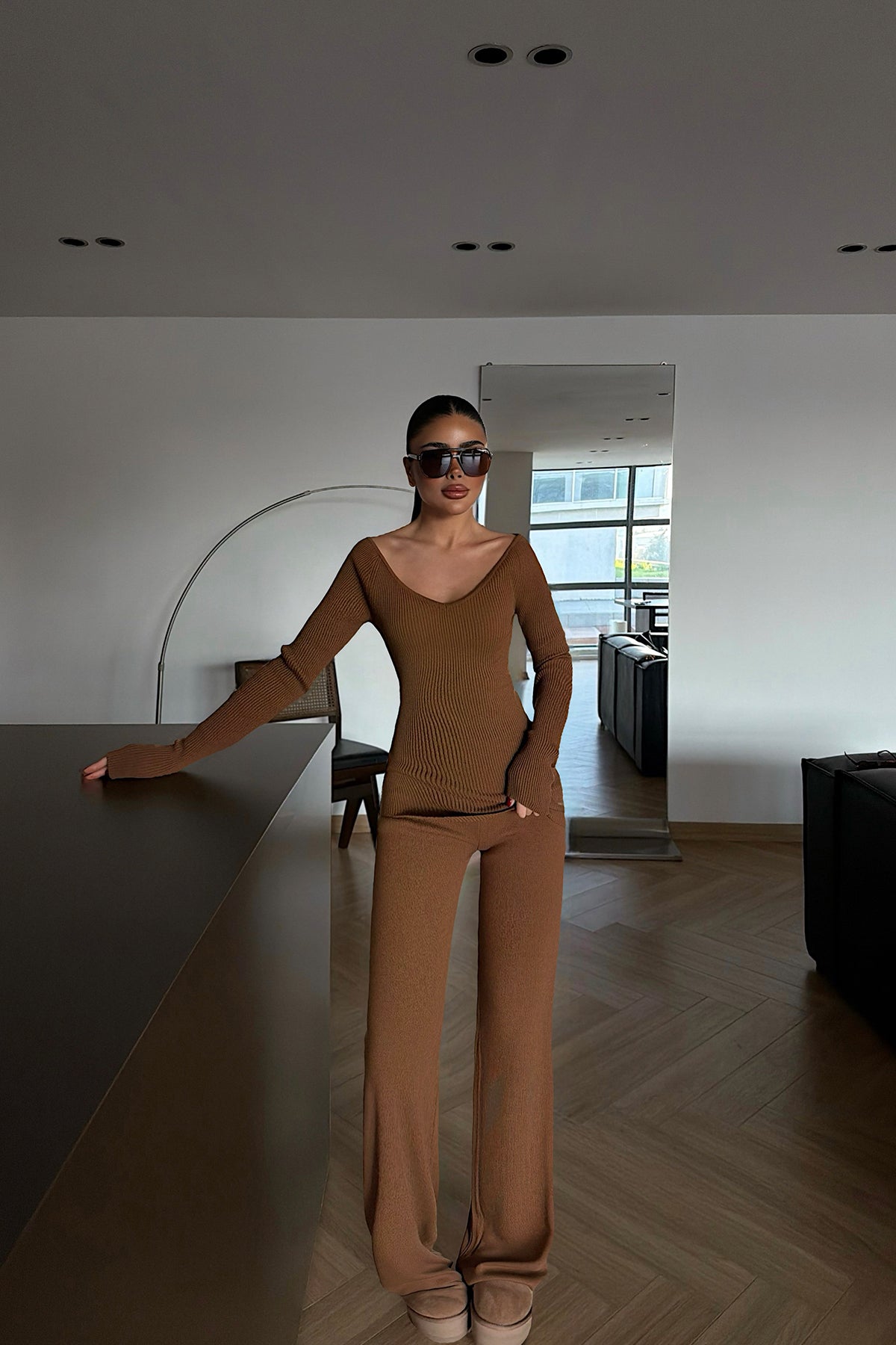 Kahverengi Bowie Triko Takım ATE-4272