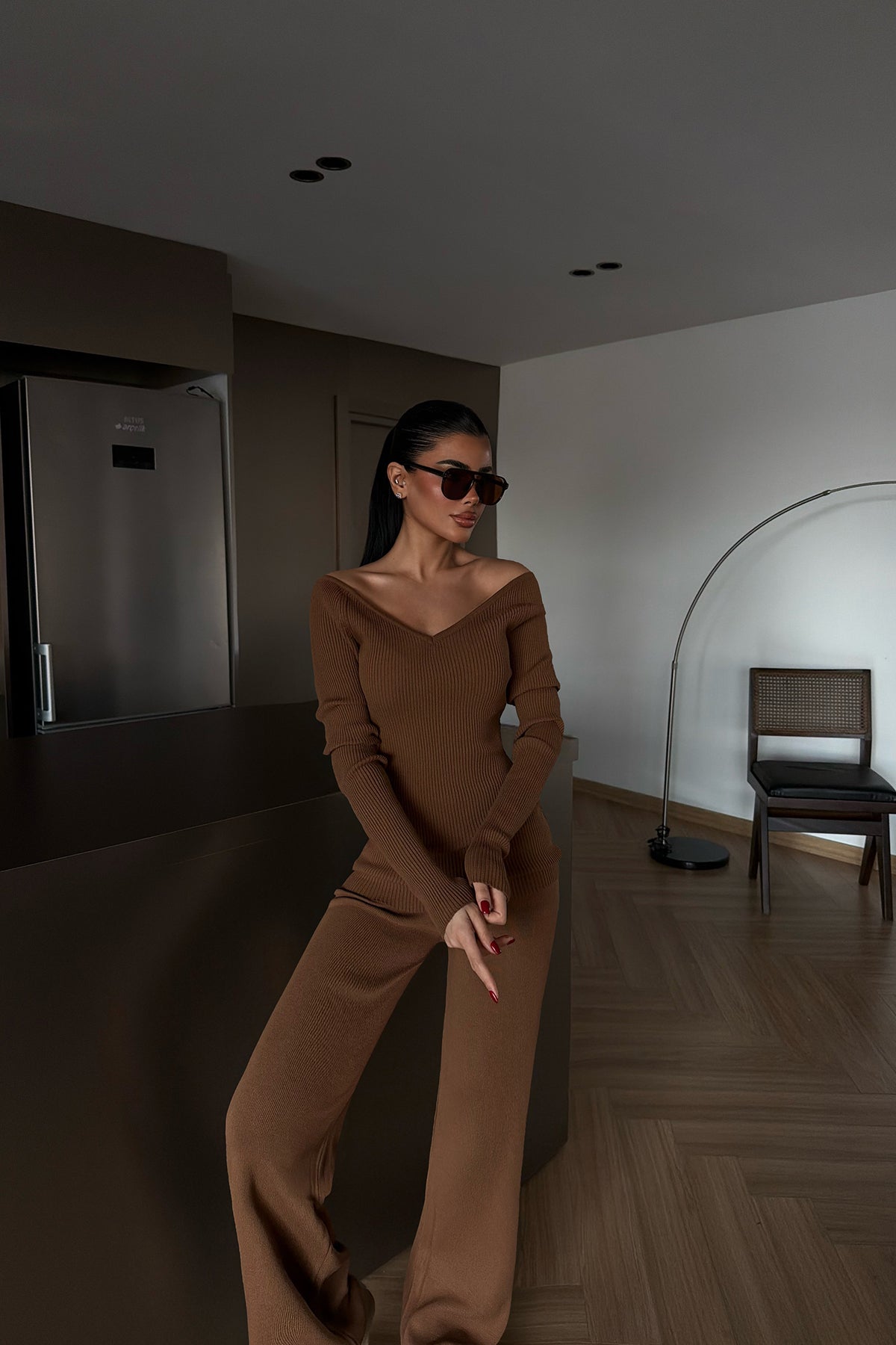 Kahverengi Bowie Triko Takım ATE-4272