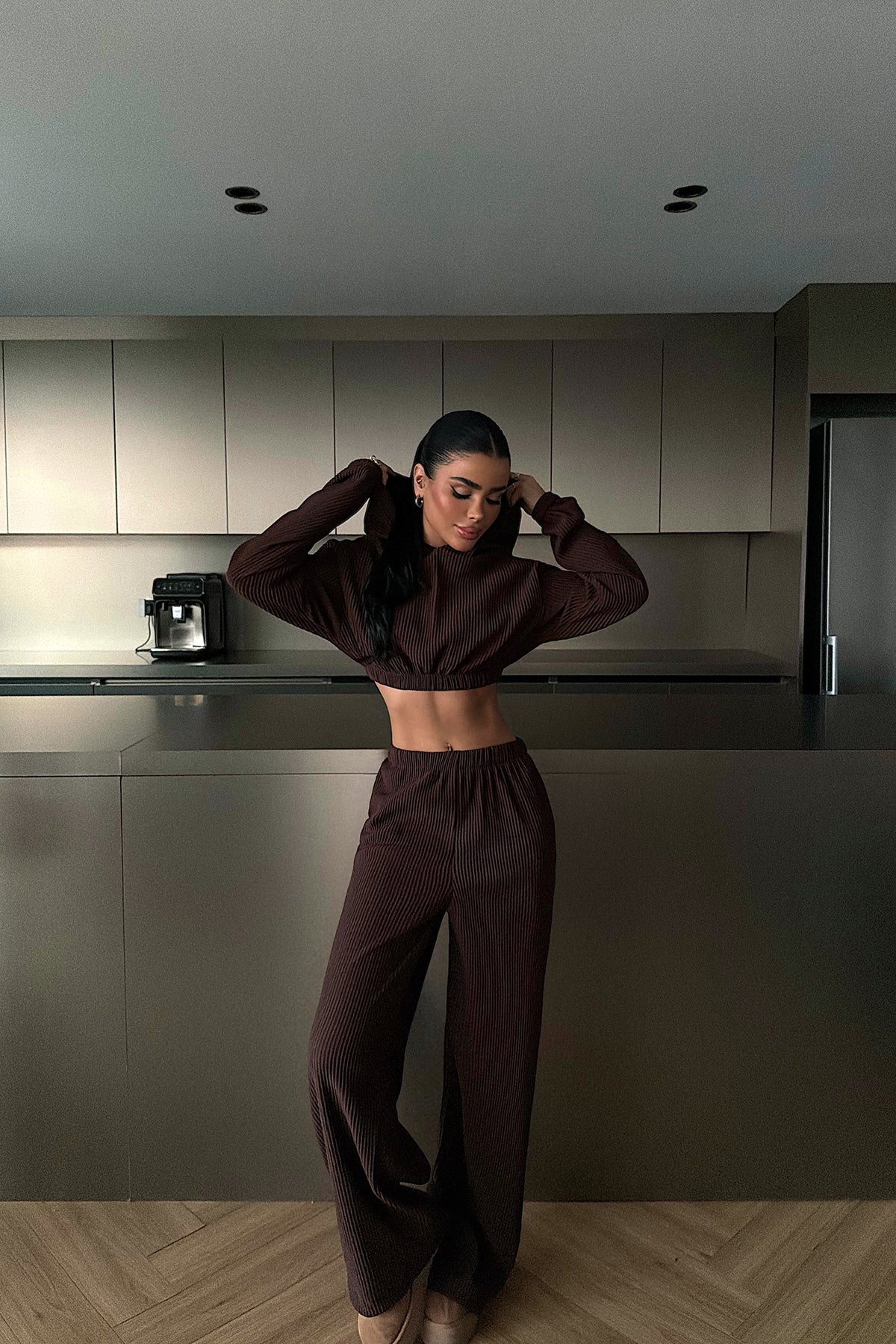 Kahverengi Dixie Kapüşonlu Alt Üst Takım ATE-2770