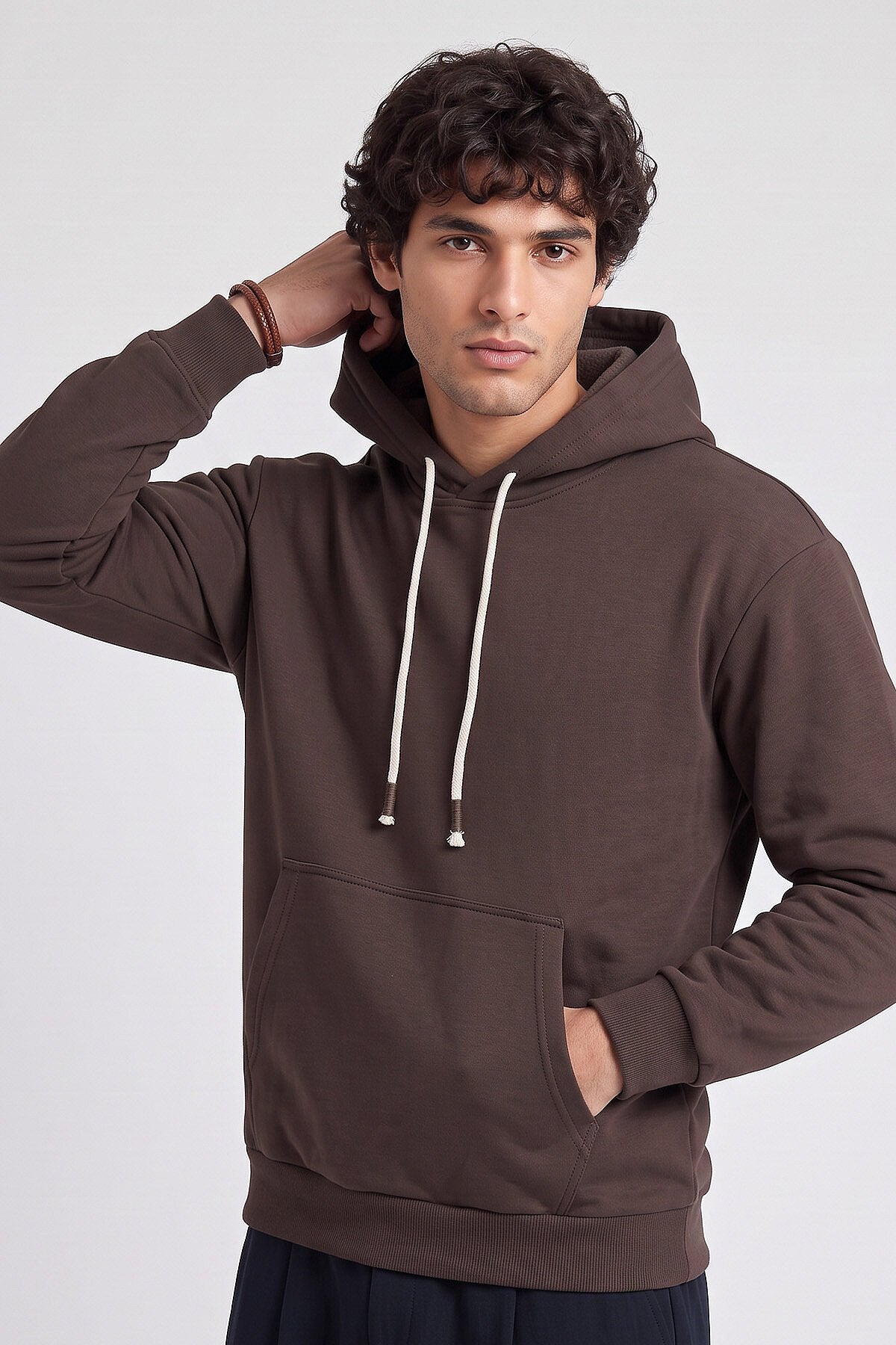 Kahverengi Standart Kalıp Basic Erkek Sweatshirt - 88513