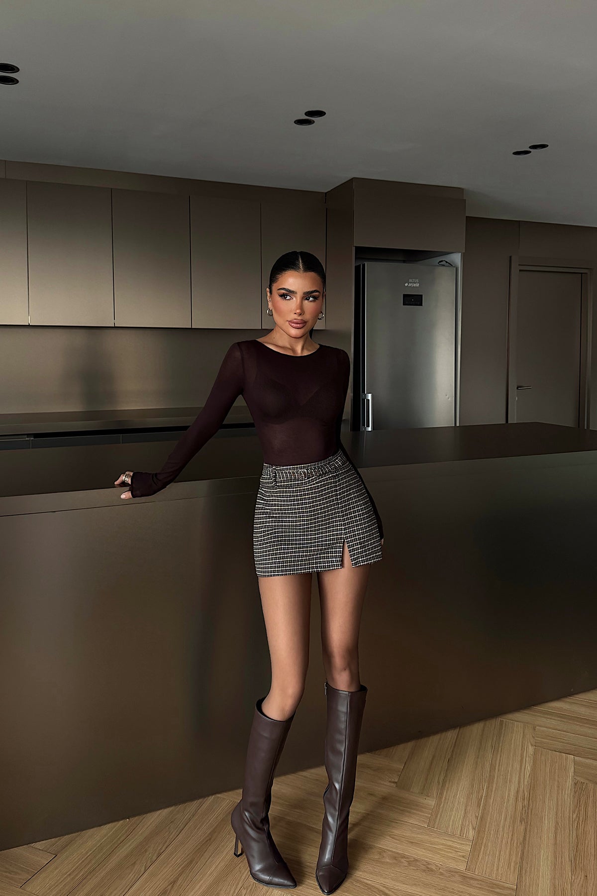 Kahverengi Intims Transparan Body ATE-4585