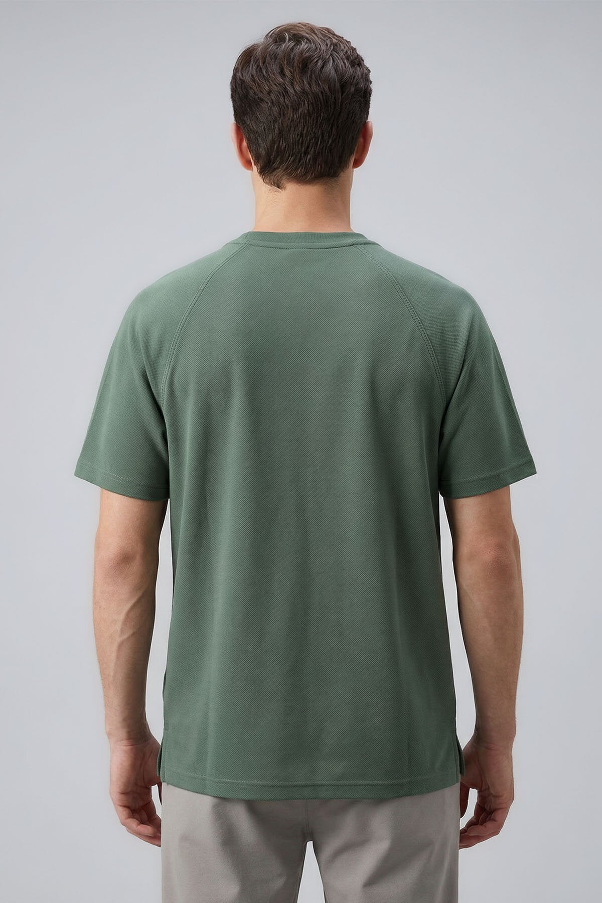 Açık Yeşil Rahat Form Esnek Nefes Alabilir Erkek T-Shirt - 88495