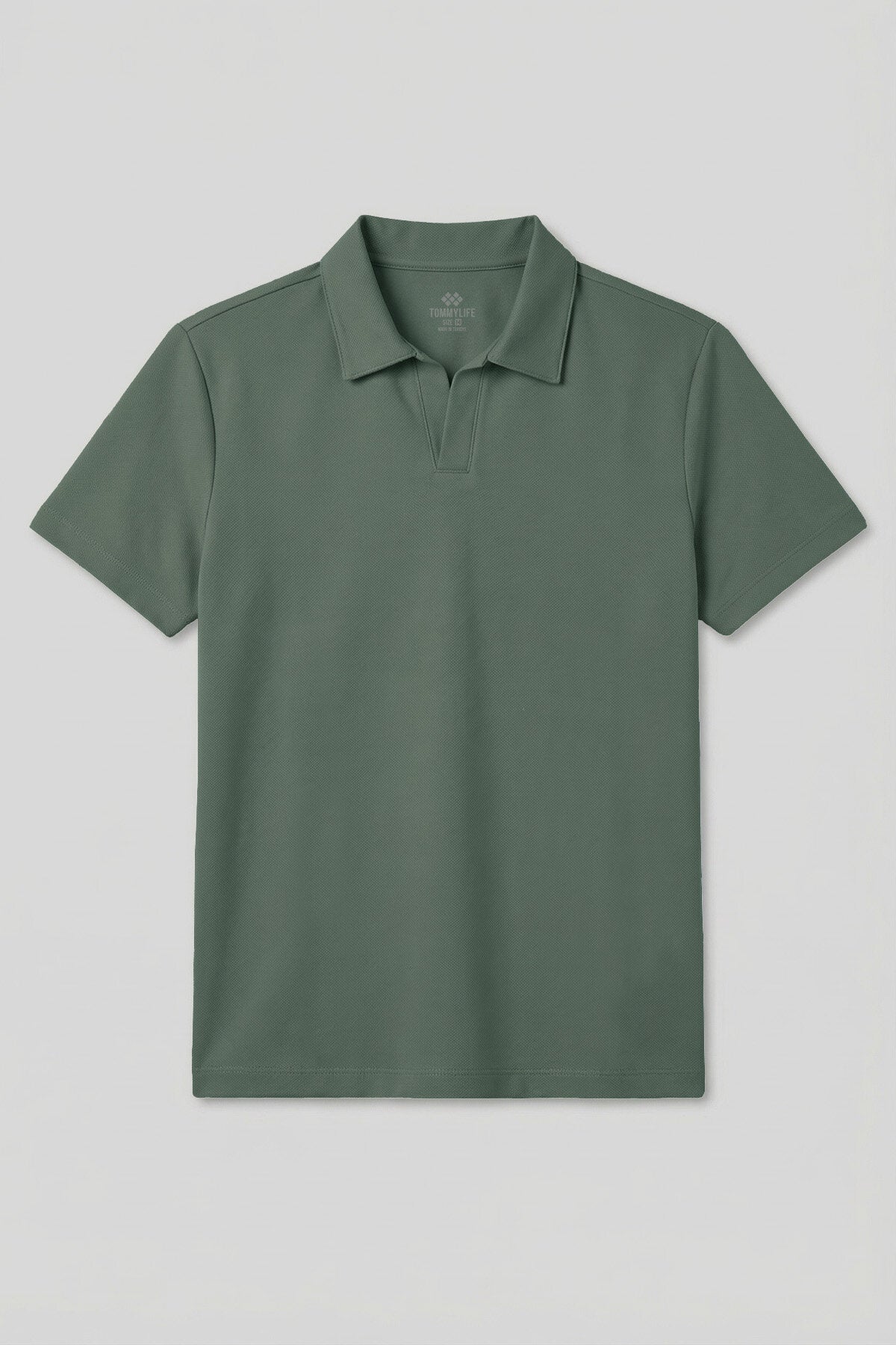 Açık Yeşil Rahat Form Yumuşak Dokulu Polo Yaka Erkek T-Shirt - 88496