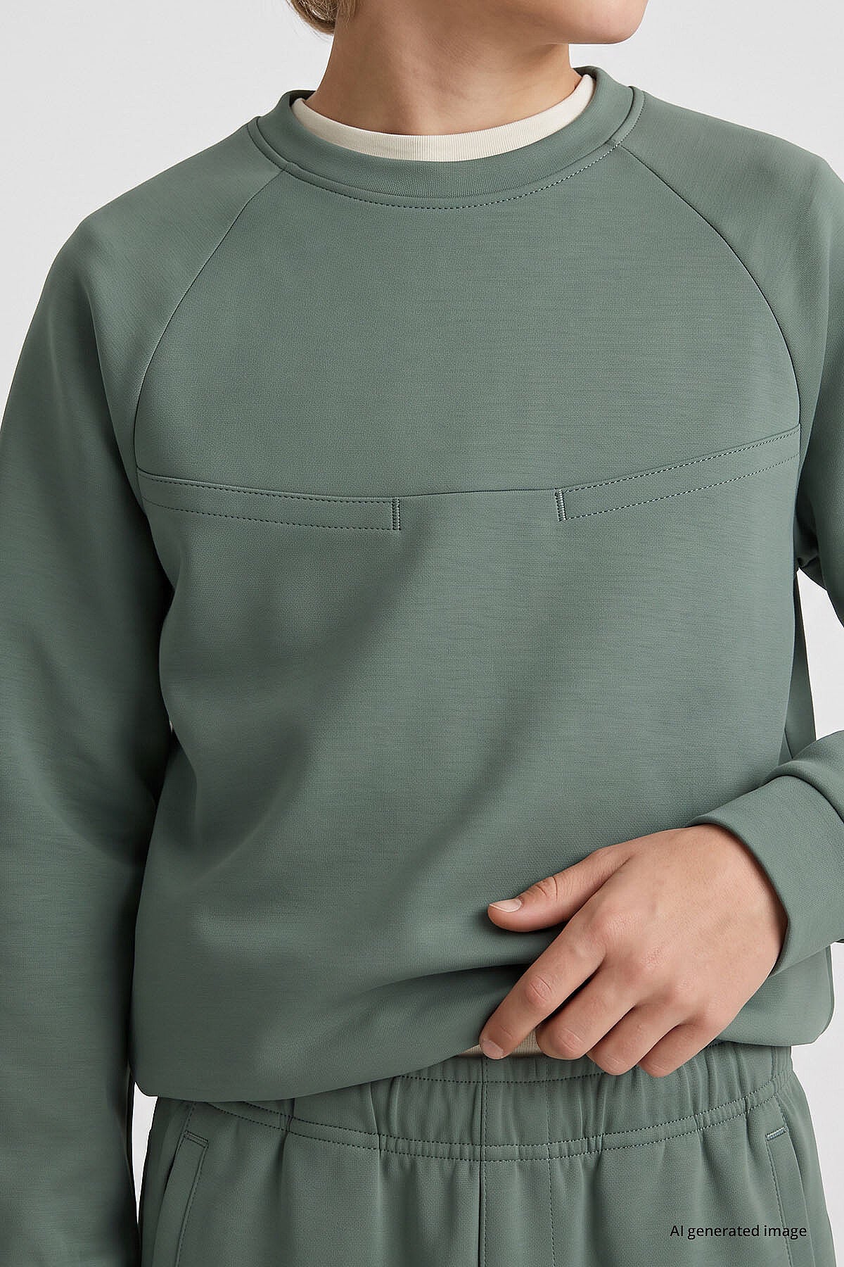 Açık Yeşil Standart Fit Basic Dikiş Detaylı Erkek Çocuk Eşofman Takım - 11325