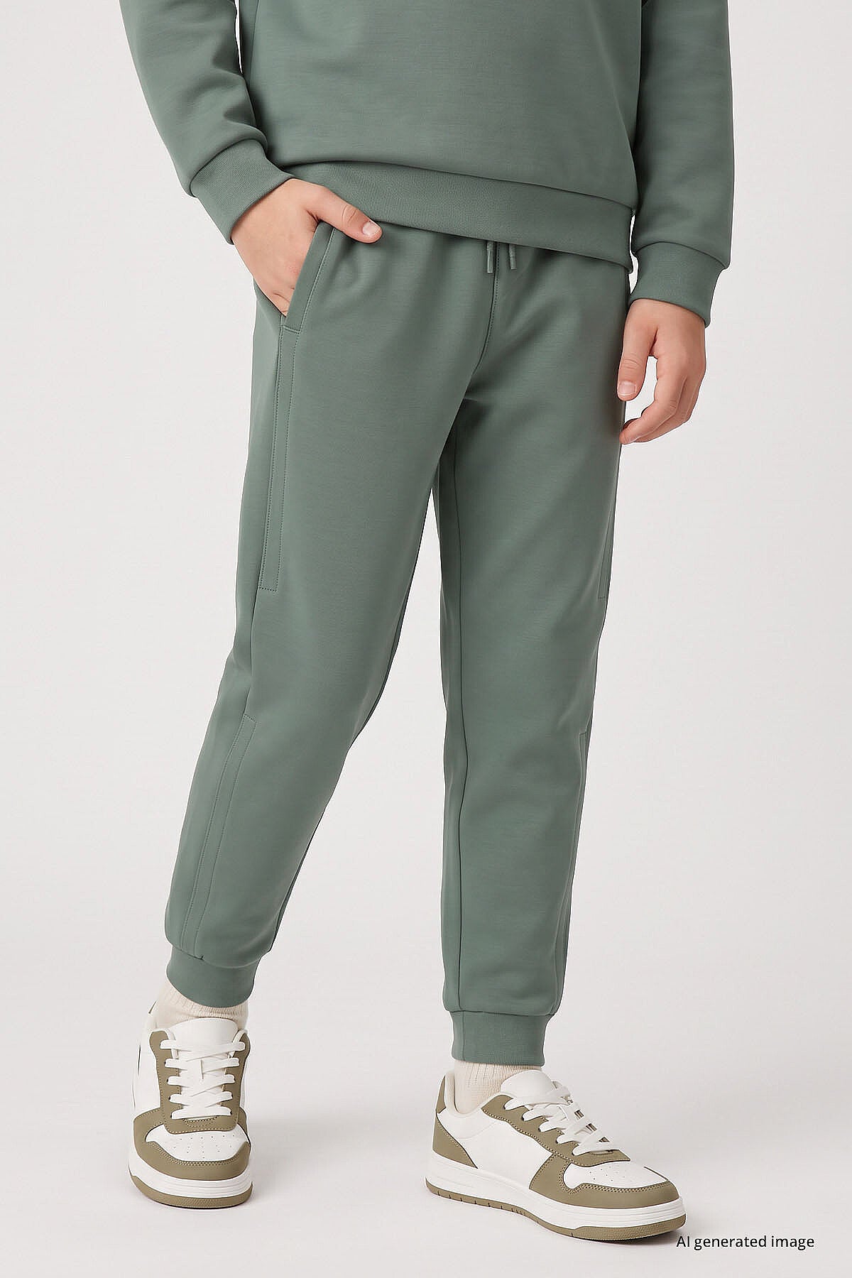 Açık Yeşil Standart Fit Basic Dikiş Detaylı Erkek Çocuk Eşofman Takım - 11325