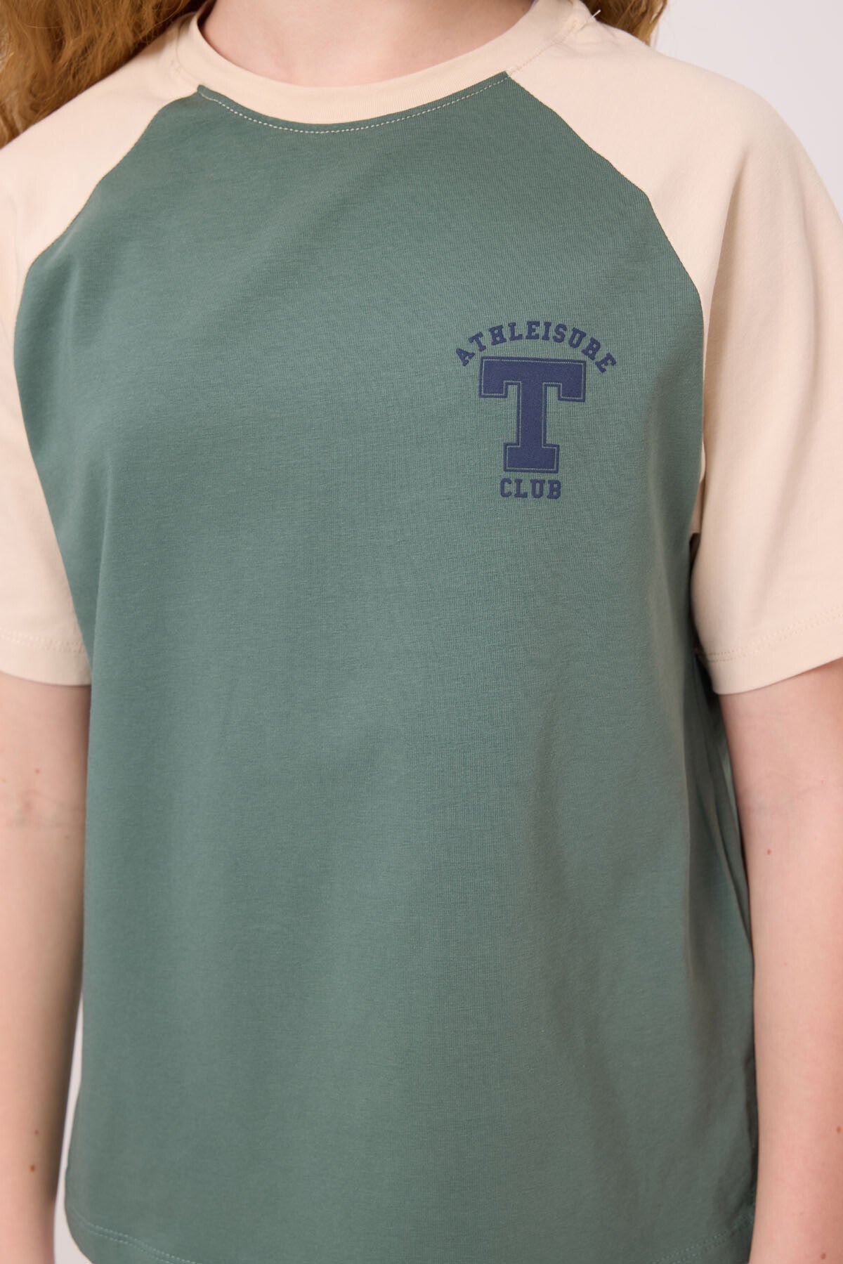 Açık Yeşil O Yaka  Pamuklu Baskılı Oversize Fit Kız Çocuk T-Shirt - 75179