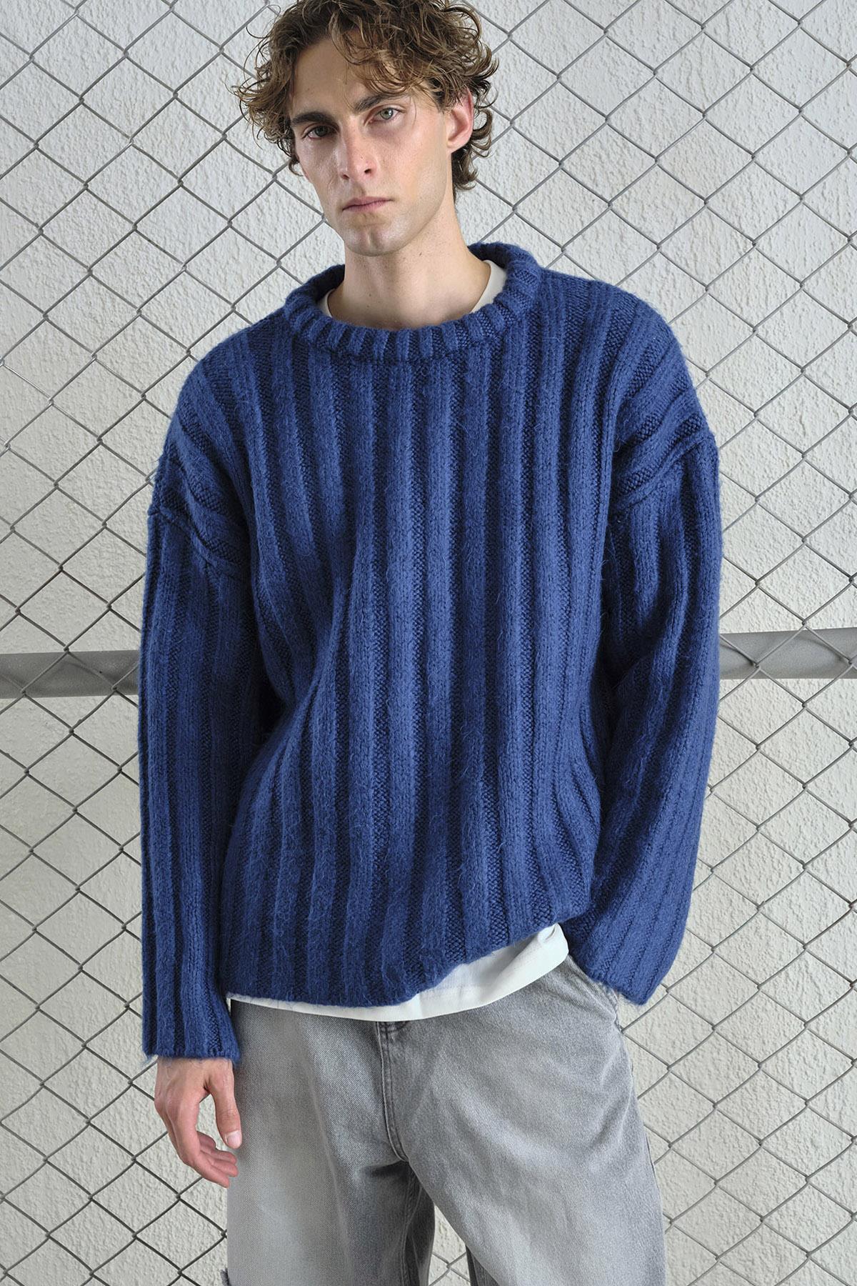 KALIN FİTİLLİ YÜNLÜ LACİVERT KAZAK