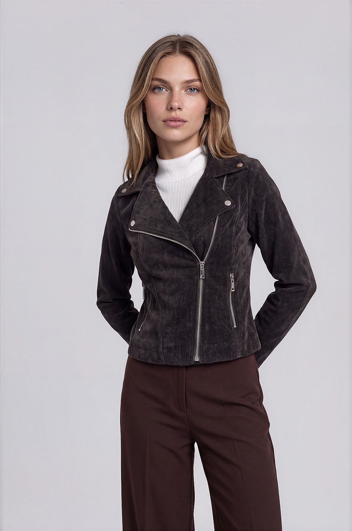 Kelebek Yaka Biker Ceket